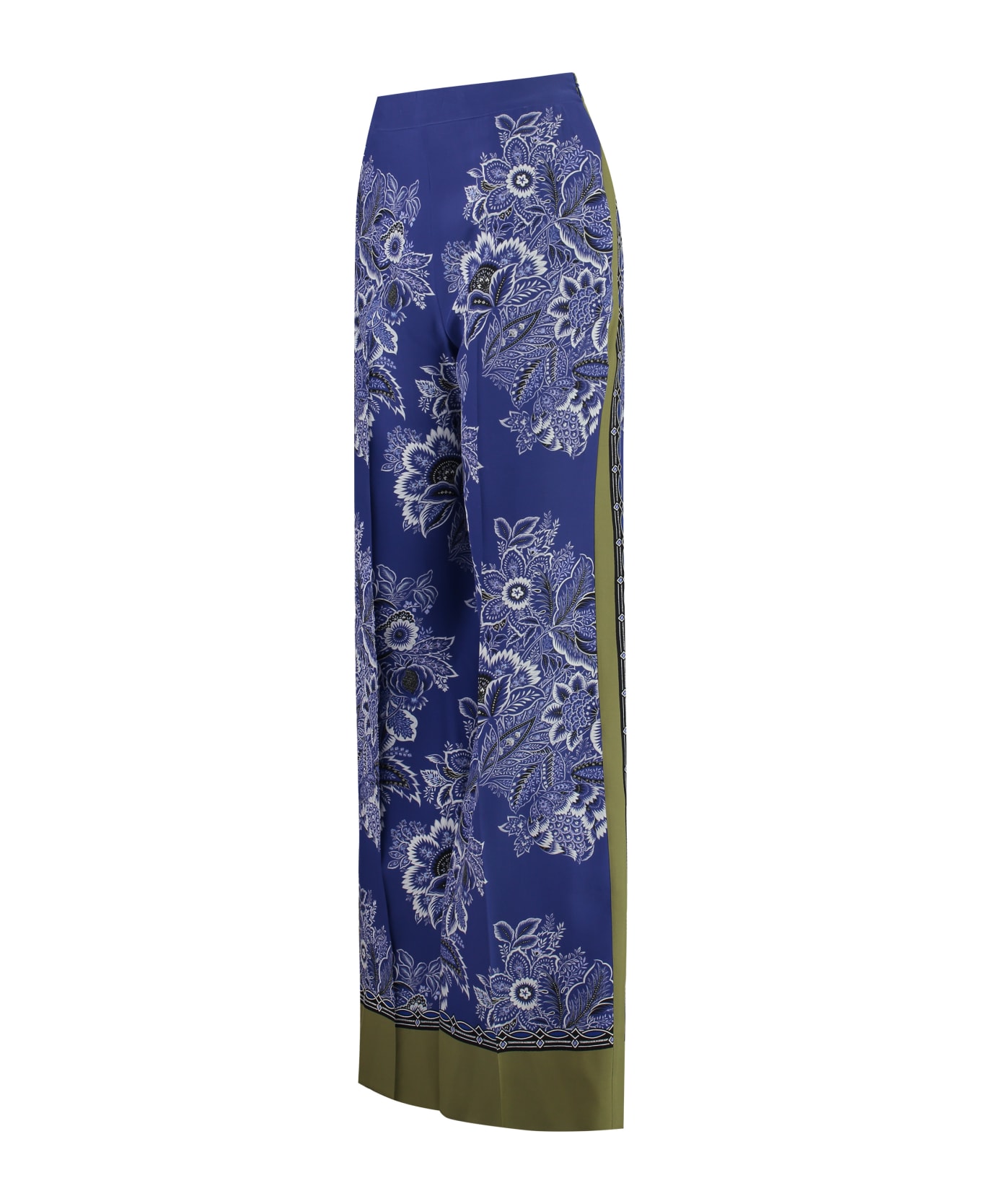 Etro Printed Silk Pants - Blu