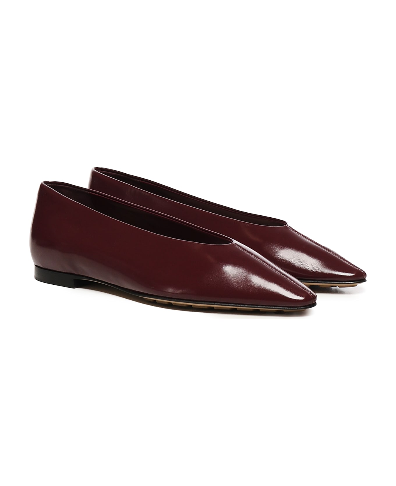 Bottega Veneta Sofia Ballerinas In Shiny Calfskin Leather - Red