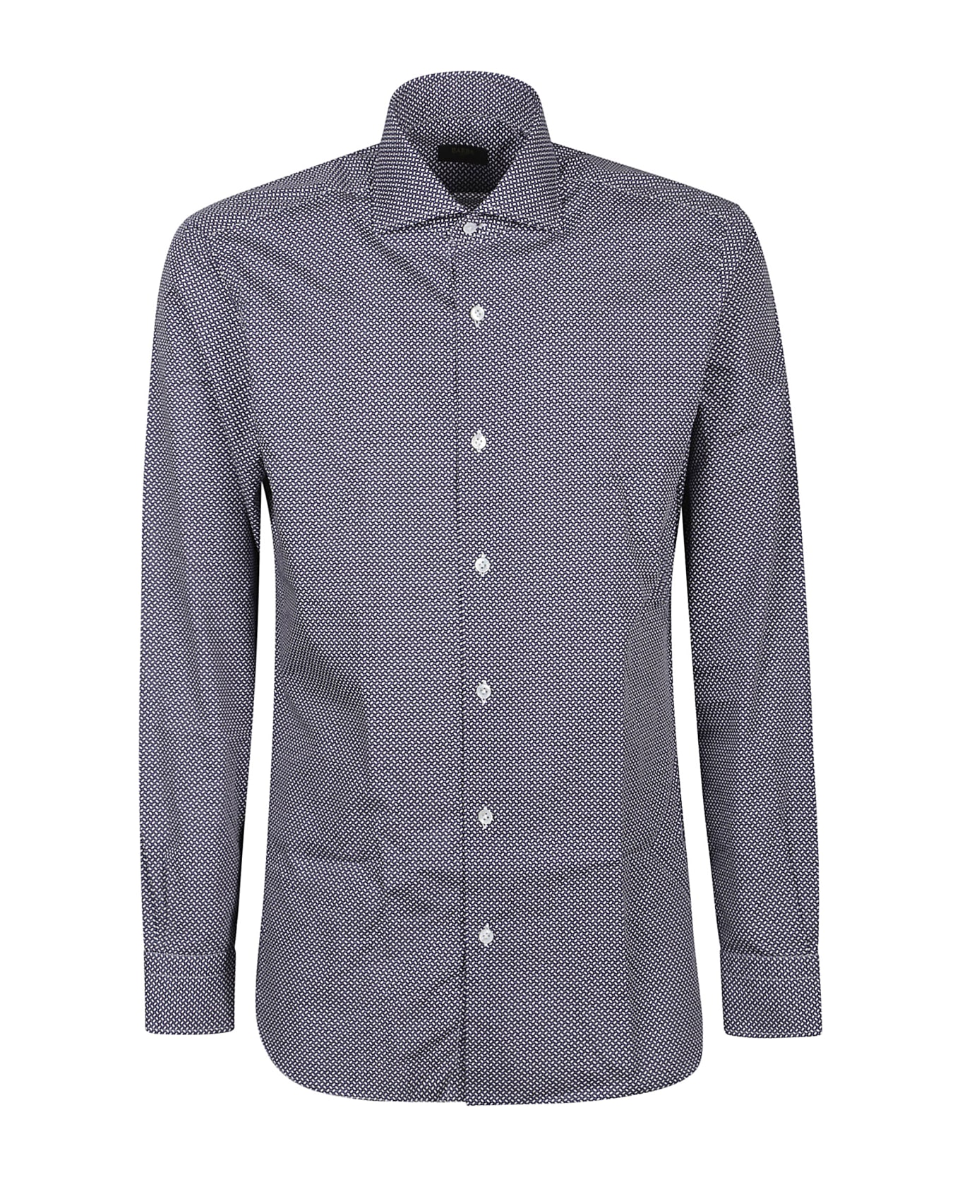 Barba Napoli Long Sleeve Neck Shirt - Fantasia Bianco/blu