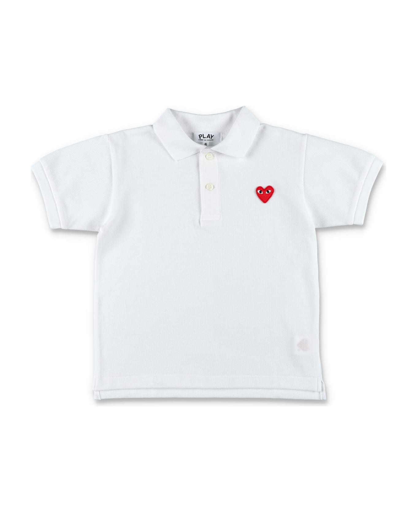 Comme des Garçons Play Red Heart Patch Polo Shirt - WHITE