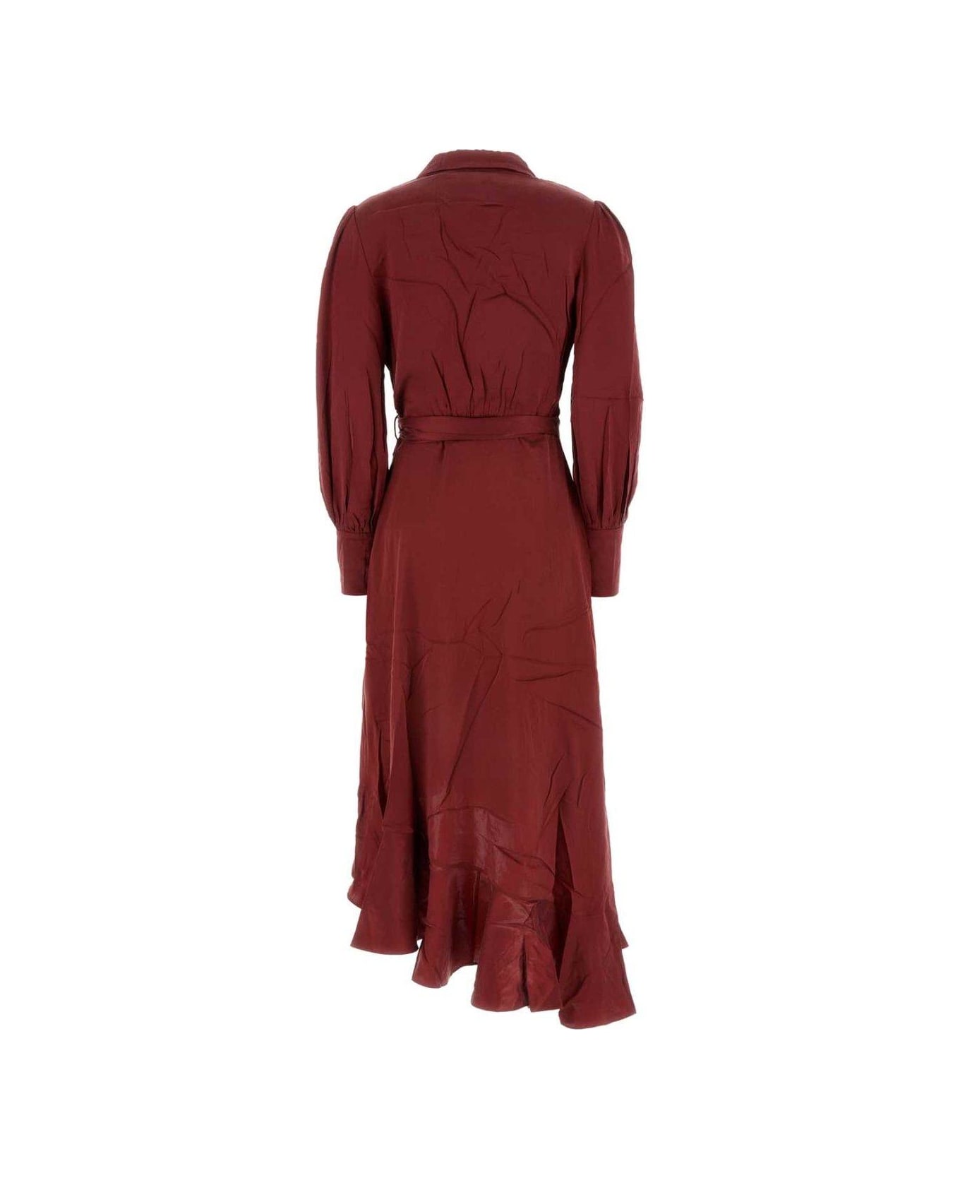 Zimmermann Burgundy Silk Dress - BURGUNDY ワンピース＆ドレス