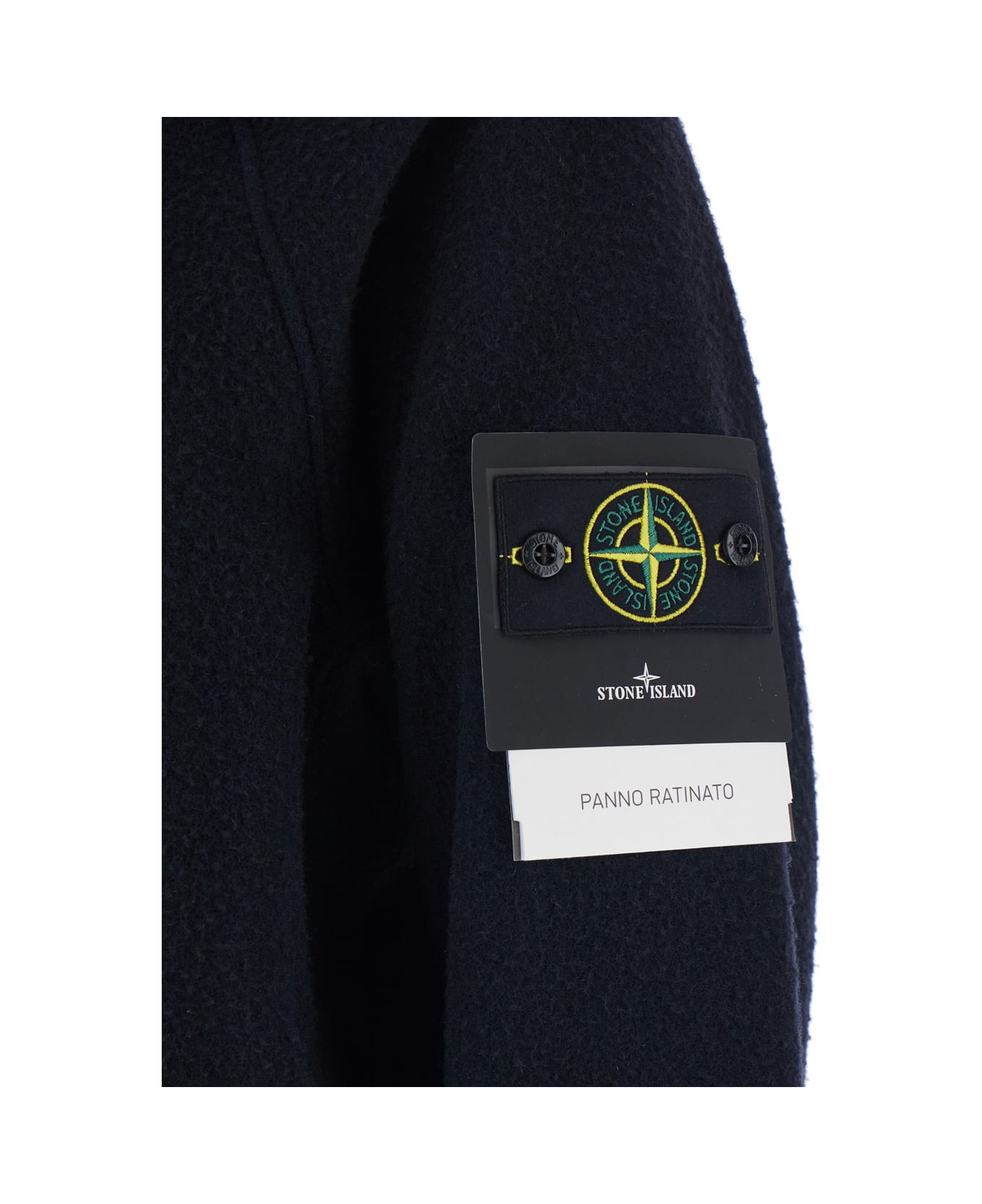 Stone Island Blue Jacket With Fixed Hood And Logo Patch On The Sleeve In Fleece Man - Blu