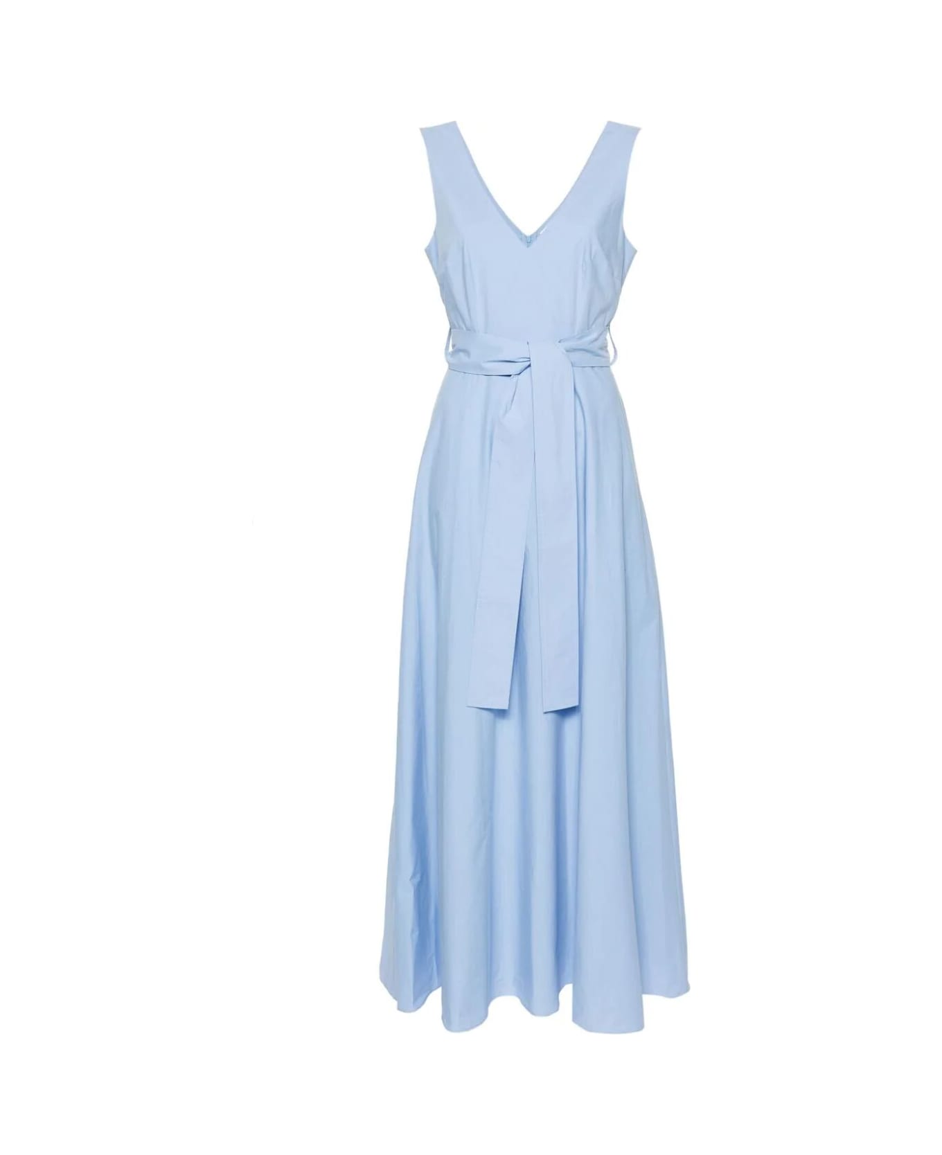 Parosh Wide Shoulder Dress - Light Blue Dust