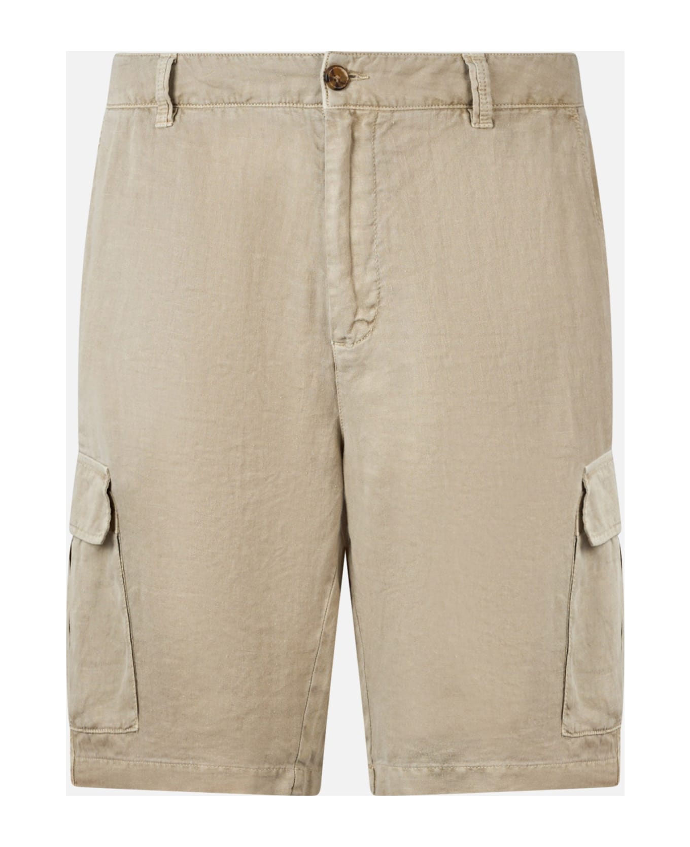 MC2 Saint Barth Man Beige Linen Bermuda Shorts Rodi - WHITE