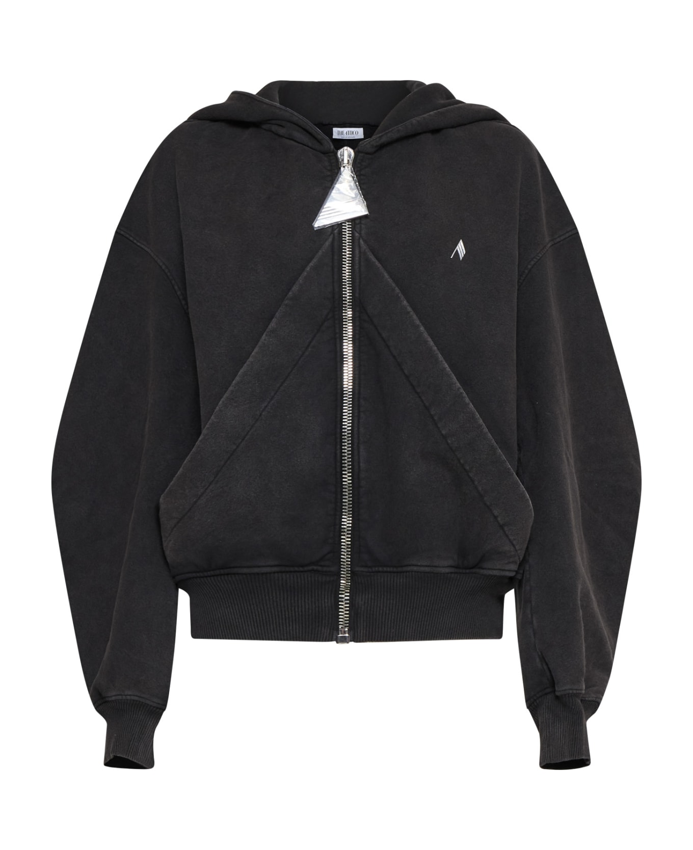 The Attico Zip Sweatshirt. - Faded black