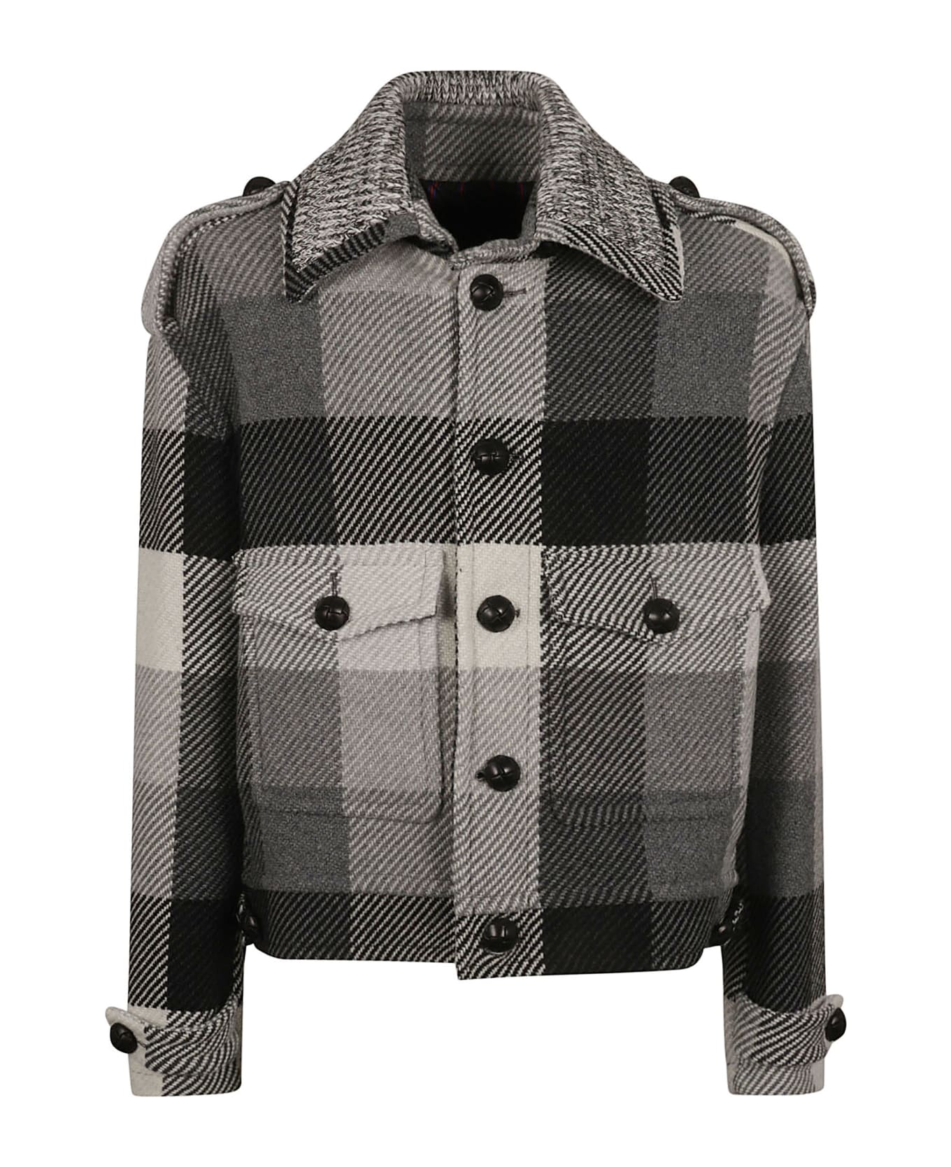 Etro Check Pattern Tweed Jacket - Black