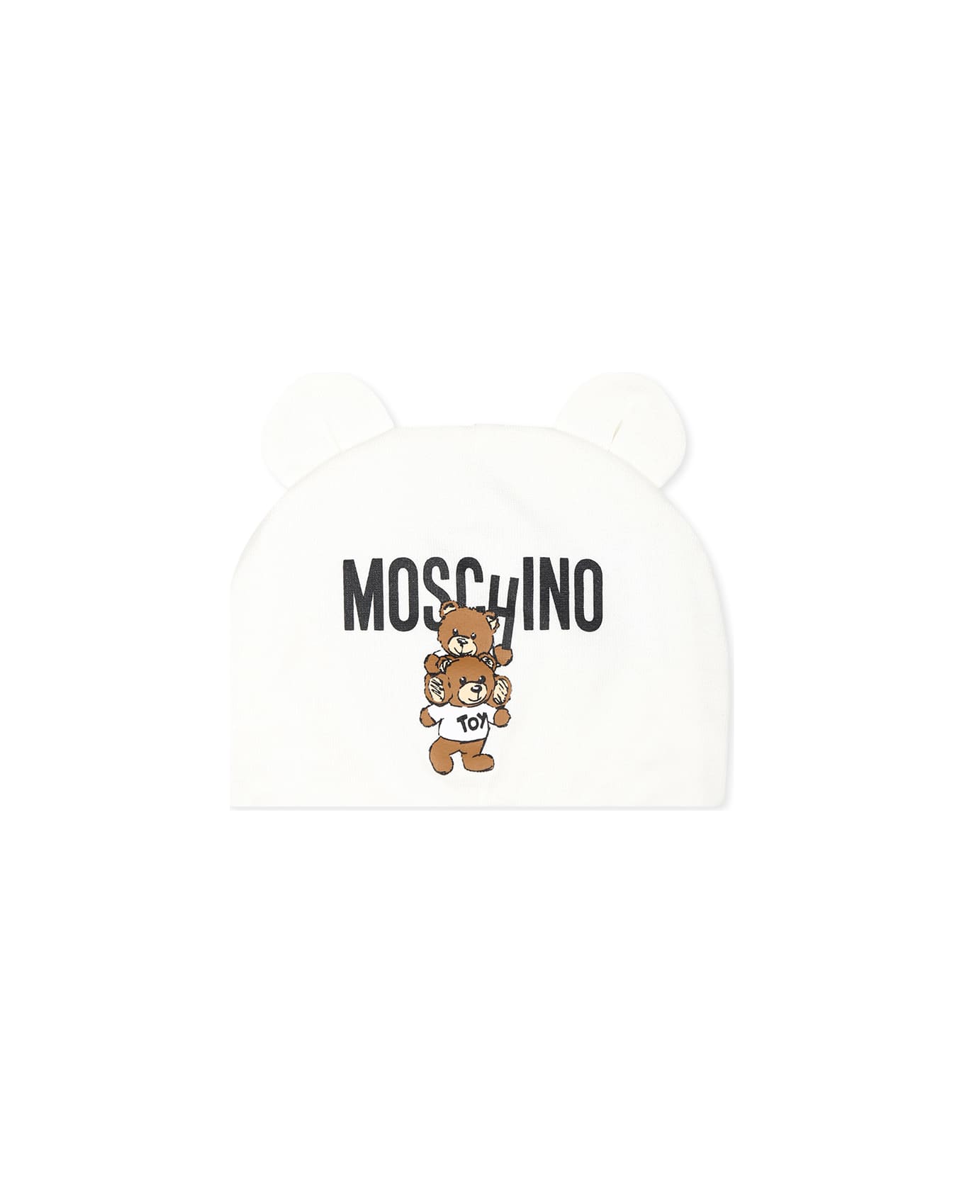 Moschino Ivory Hat For Babykids With Teddy Bear - Ivory