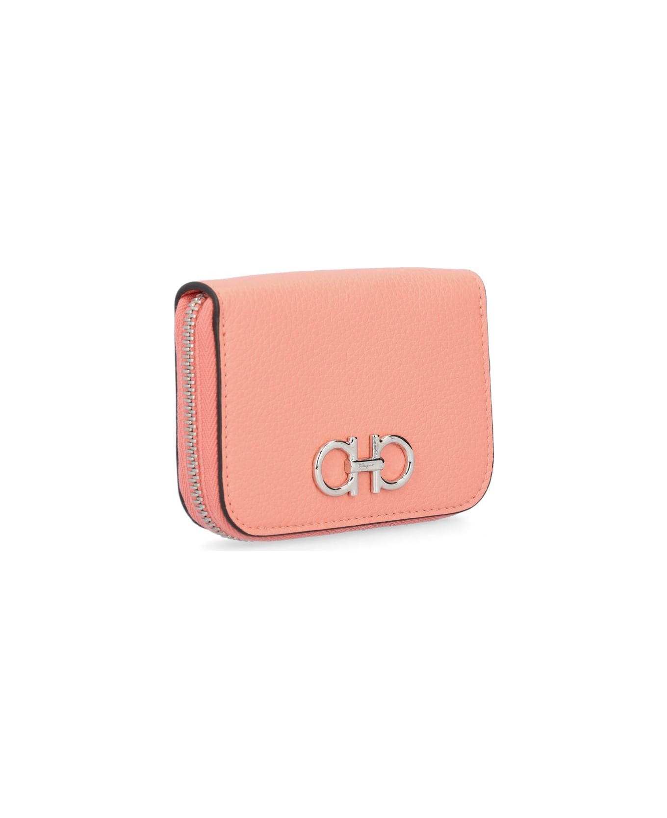 Ferragamo Gancini Zipped Card Holder - Pink