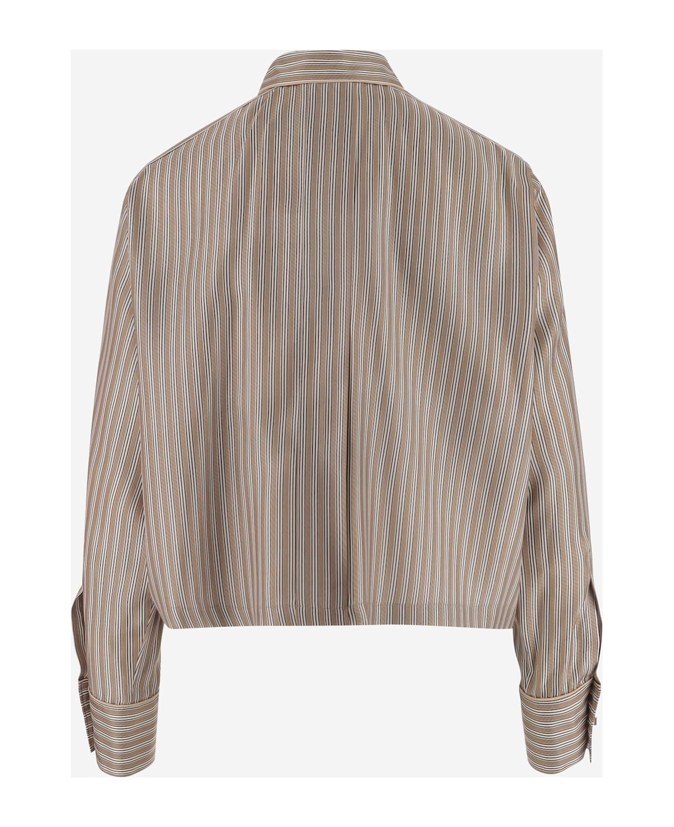 Max Mara Silk Twill Crop Shirt - Beige
