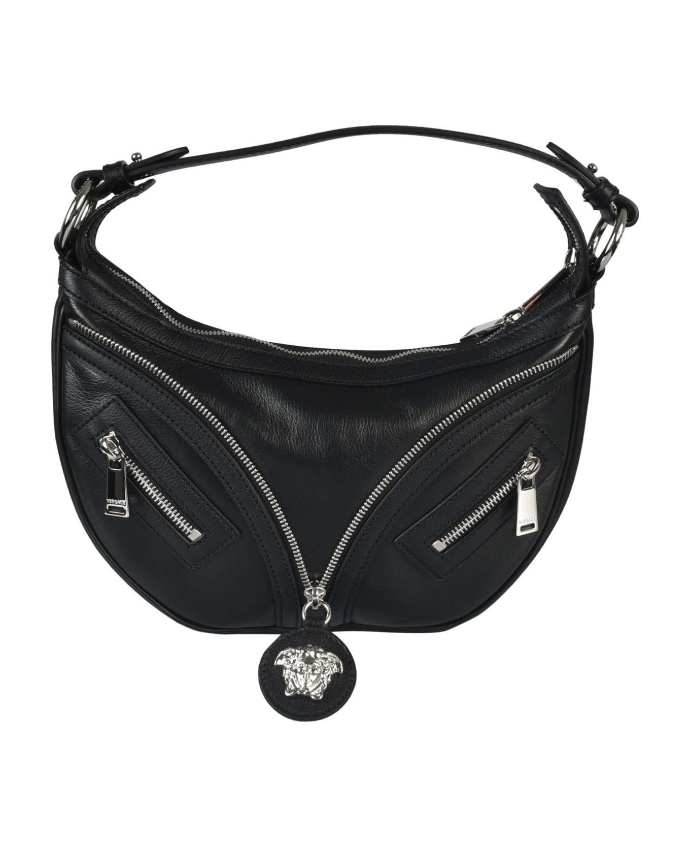 Versace Medium Zipped Hobo Bag - Black/Palladium