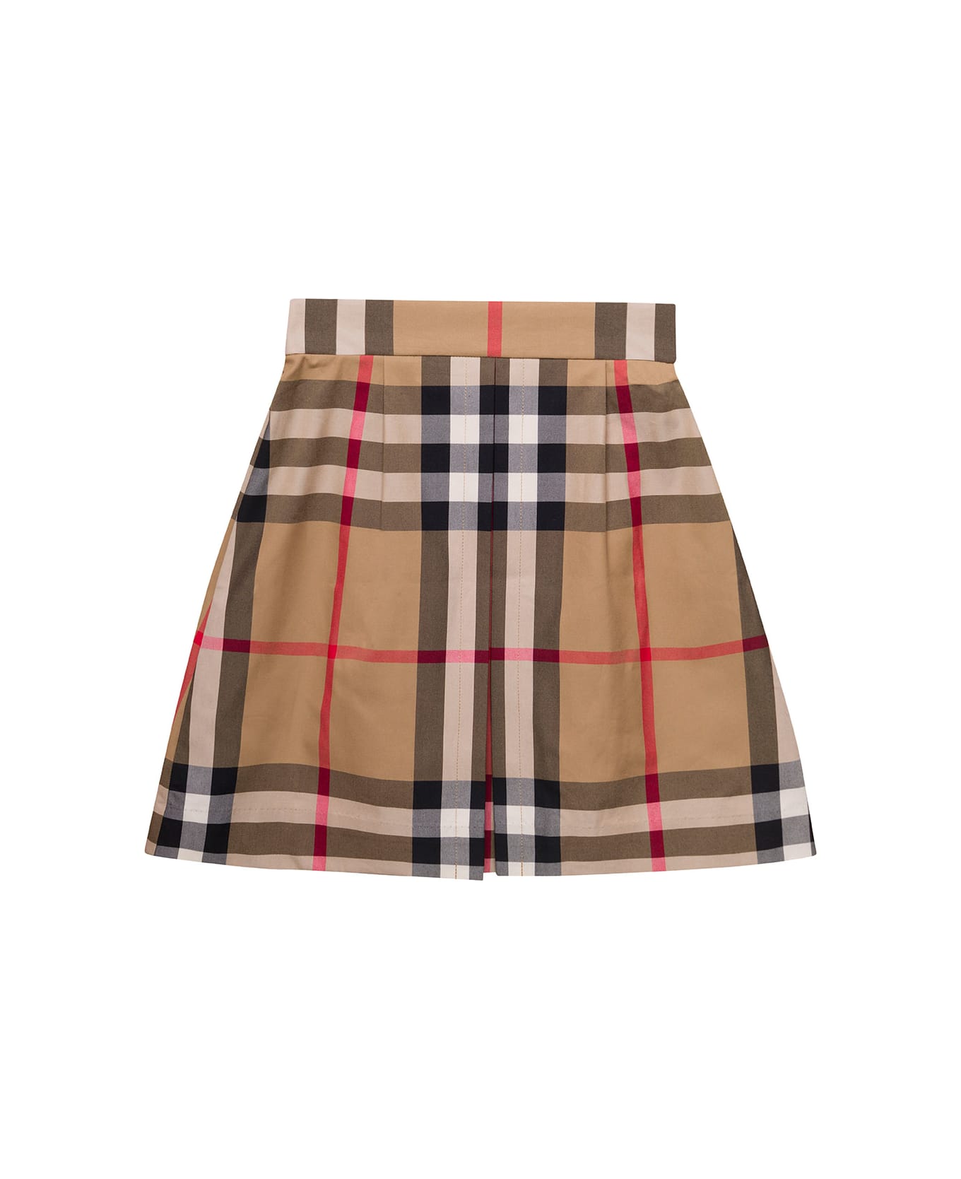 Burberry 'anjelica' Beige Mini Skirt With Vintage Check Motif In Cotton Girl - Archive beige ip chk ボトムス