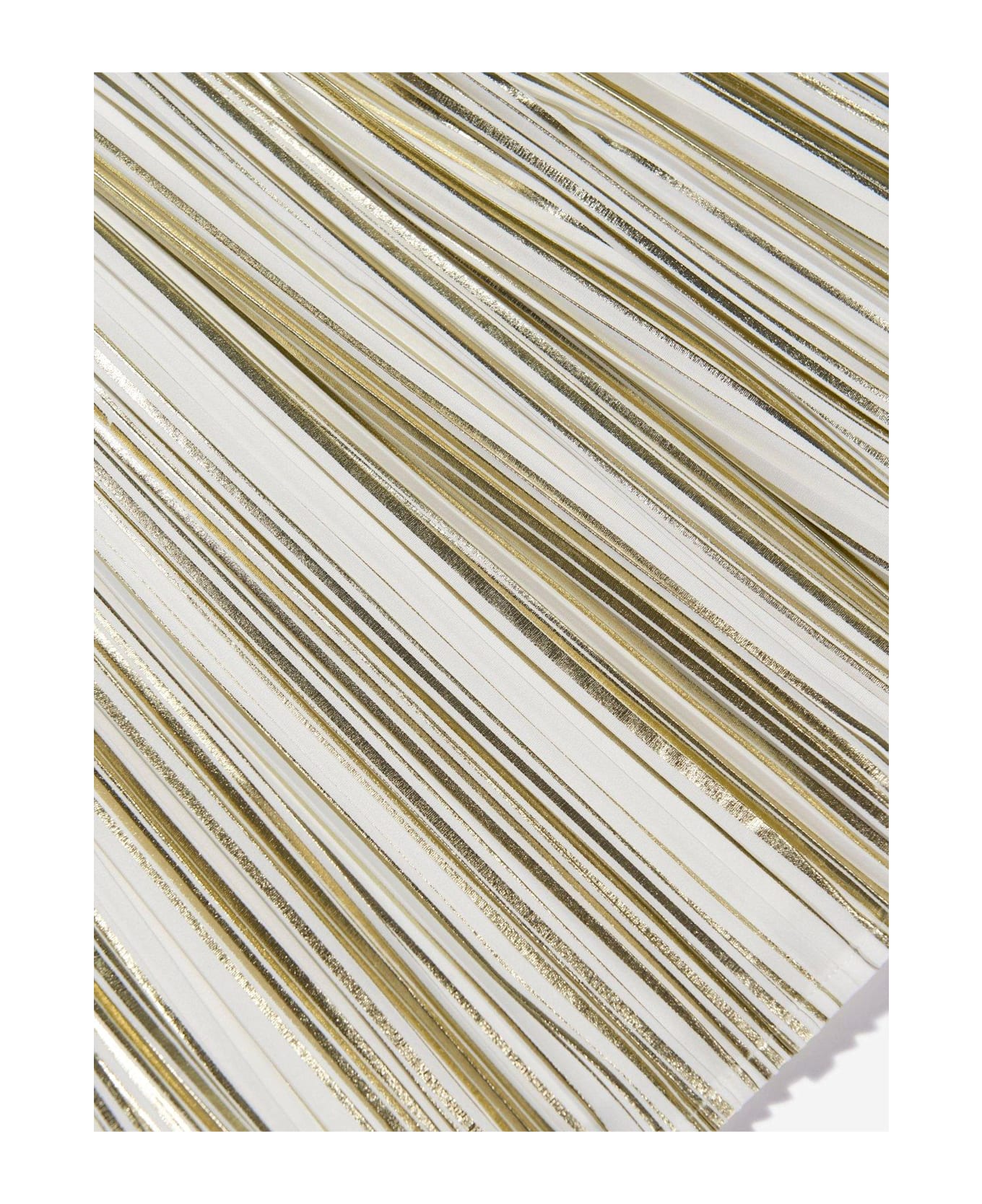 Michael Kors Logo Plaque Pleated Midi Skirt - Ecru Dore