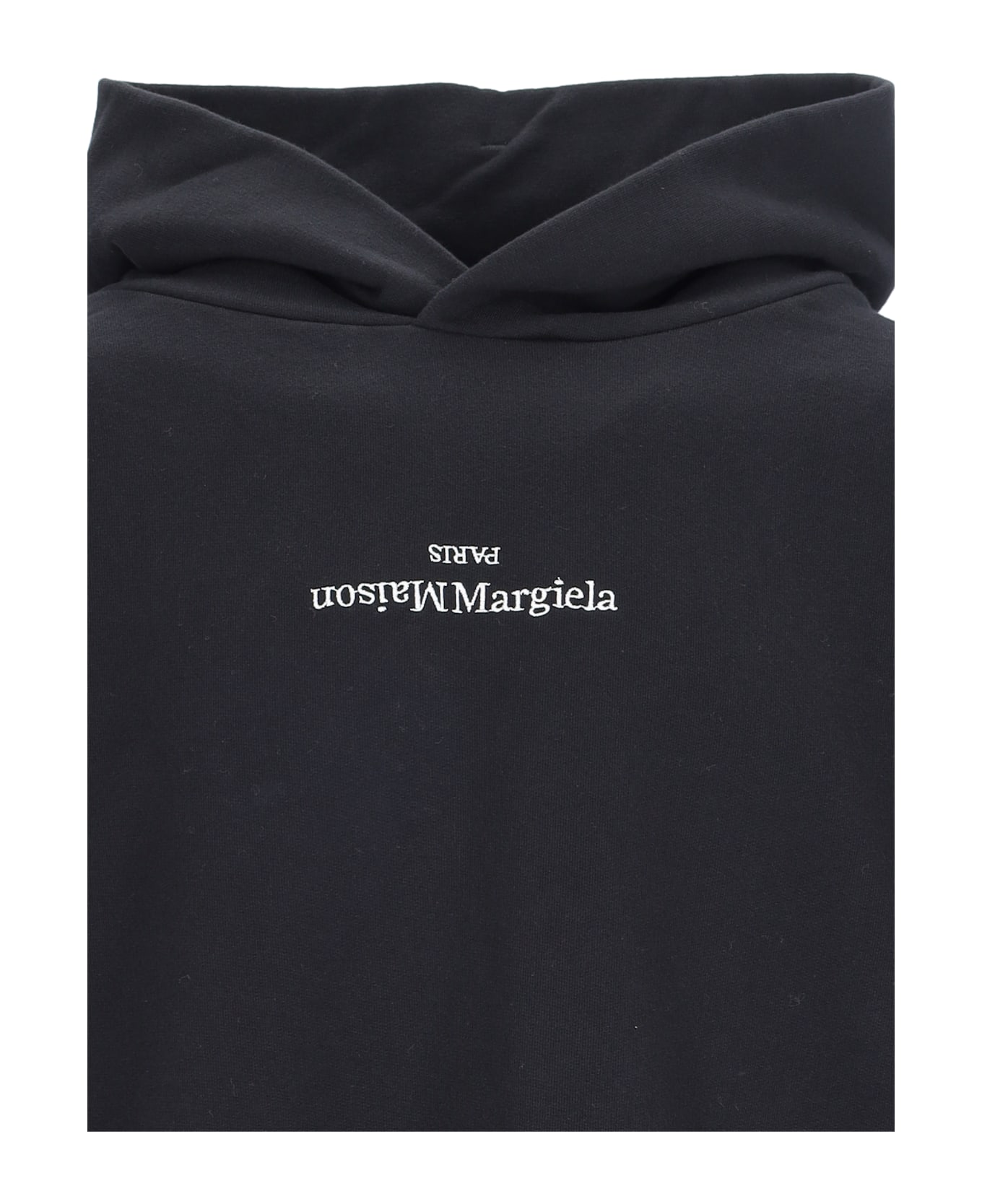 Maison Margiela Logo Hoodie - Black/white embroidery フリース