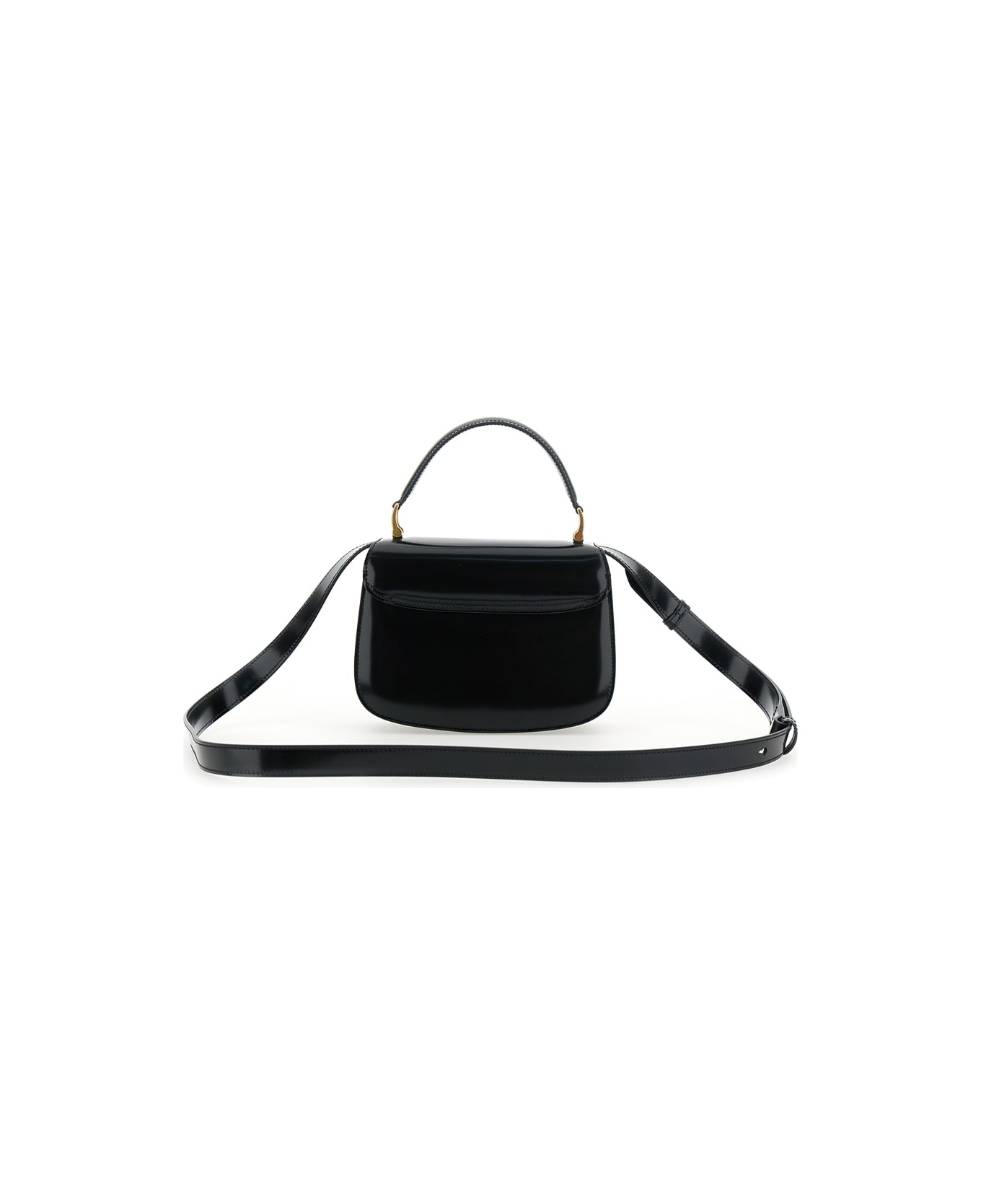 Ami Alexandre Mattiussi Black Handbag With Adc Patch On The Front And Adjustable And Removable Shoulder Strap In Leather Woman - Black