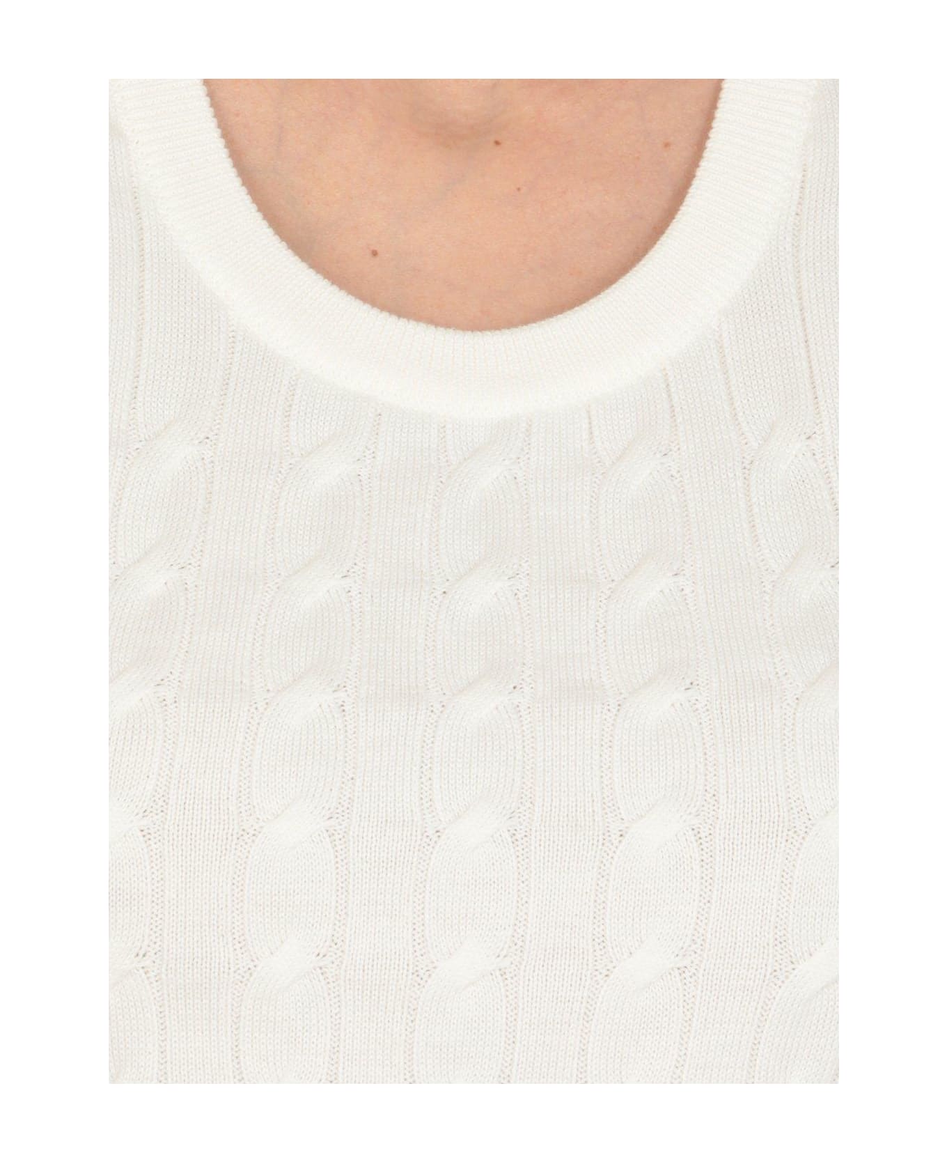 Brunello Cucinelli Cable-knitted Crewneck Top - White
