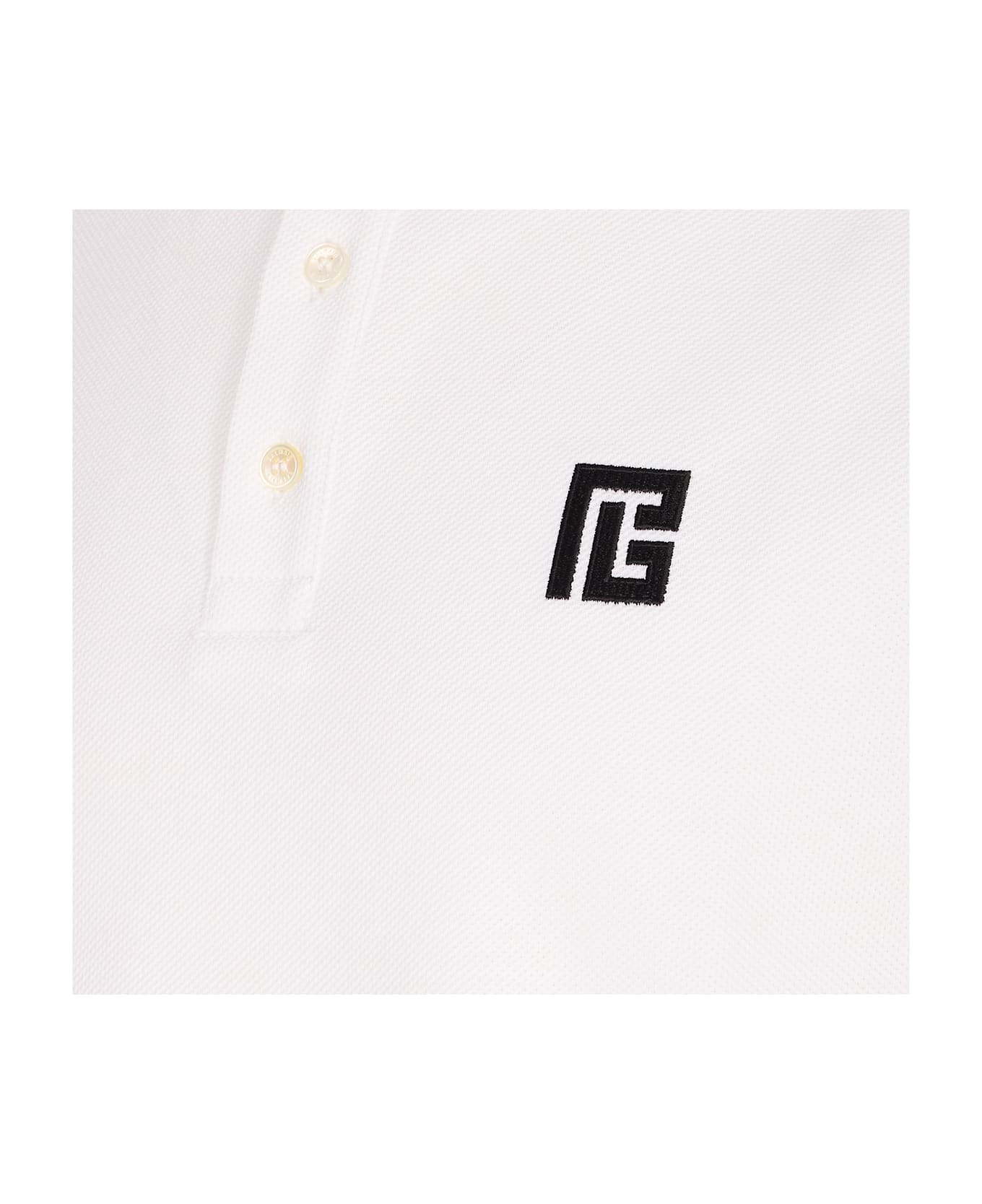 Balmain Embroidered Pb Logo Polo - White