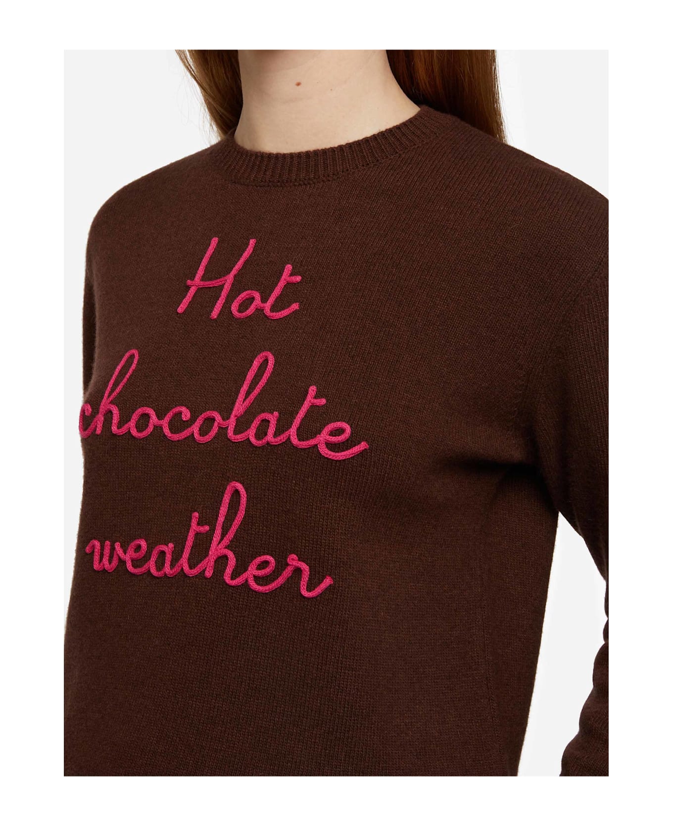 MC2 Saint Barth Brown Sweater New Queen With Hot Chocolate Weather Embroidery - BROWN