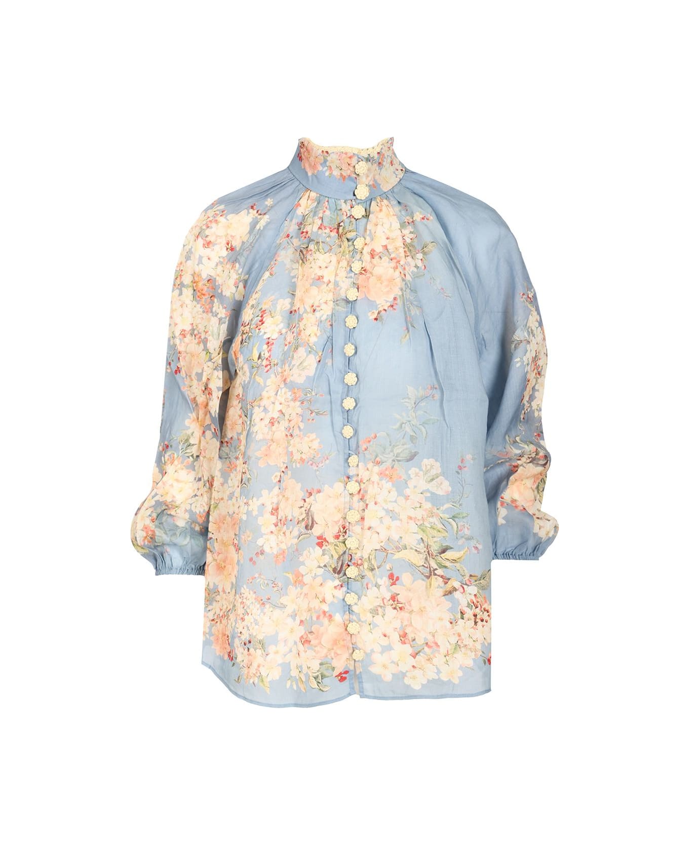 Zimmermann Cascadian Billow Blouse - Clear Blue