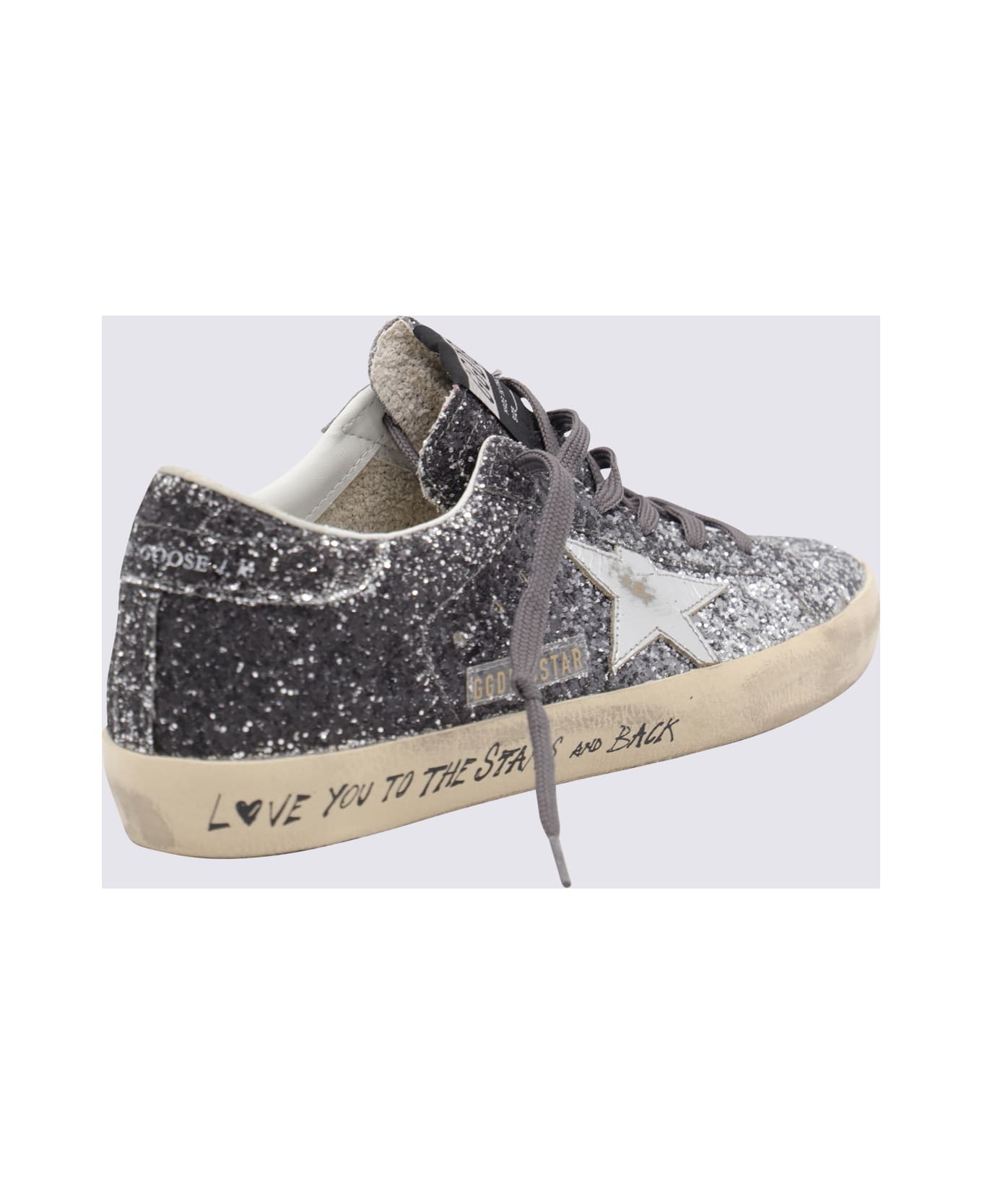 Golden Goose Silver And Black Leather Super Star Sneakers - Silver/Black