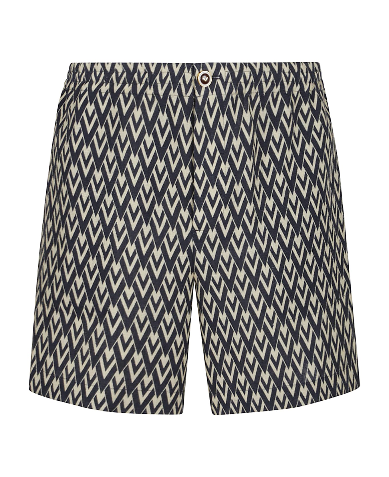 Valentino Garavani Short | Toute La V | Heavy Linen Toute La V - Qtd Toute La V Navy Crema