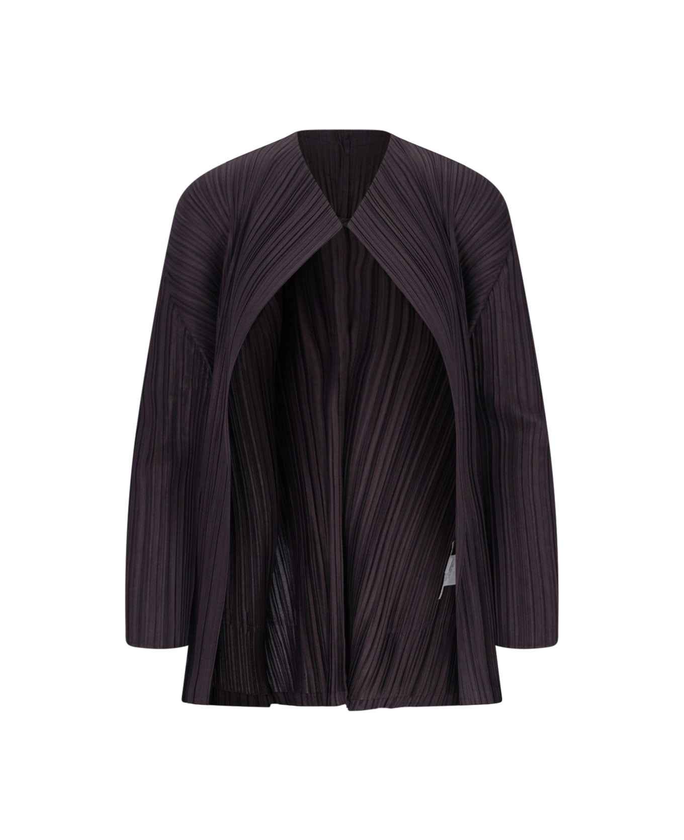 Pleats Please Issey Miyake 'monthly Colors September' Pleated Cardigan - Dark Brown