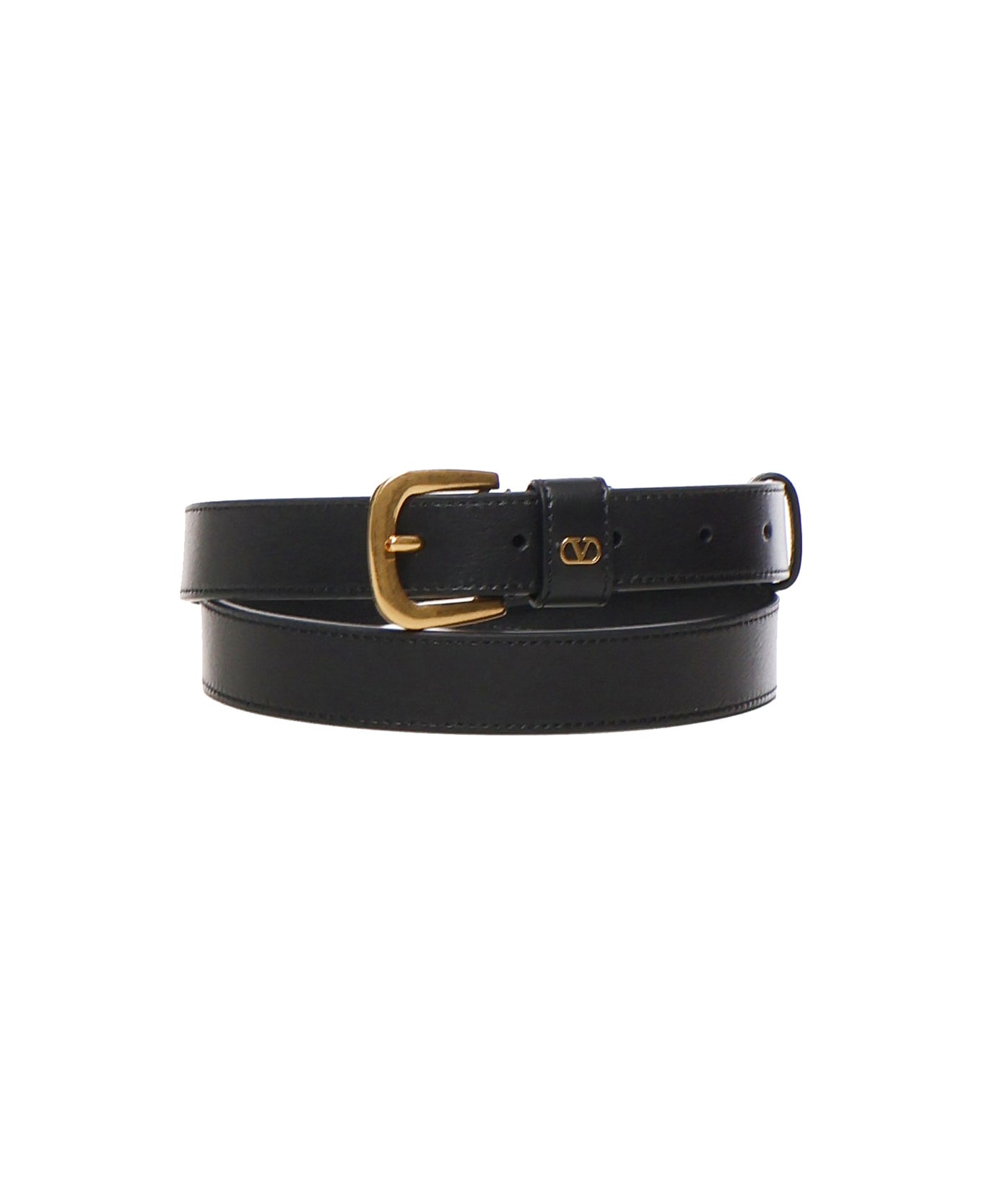 Valentino Garavani Black Leather Belt - Black