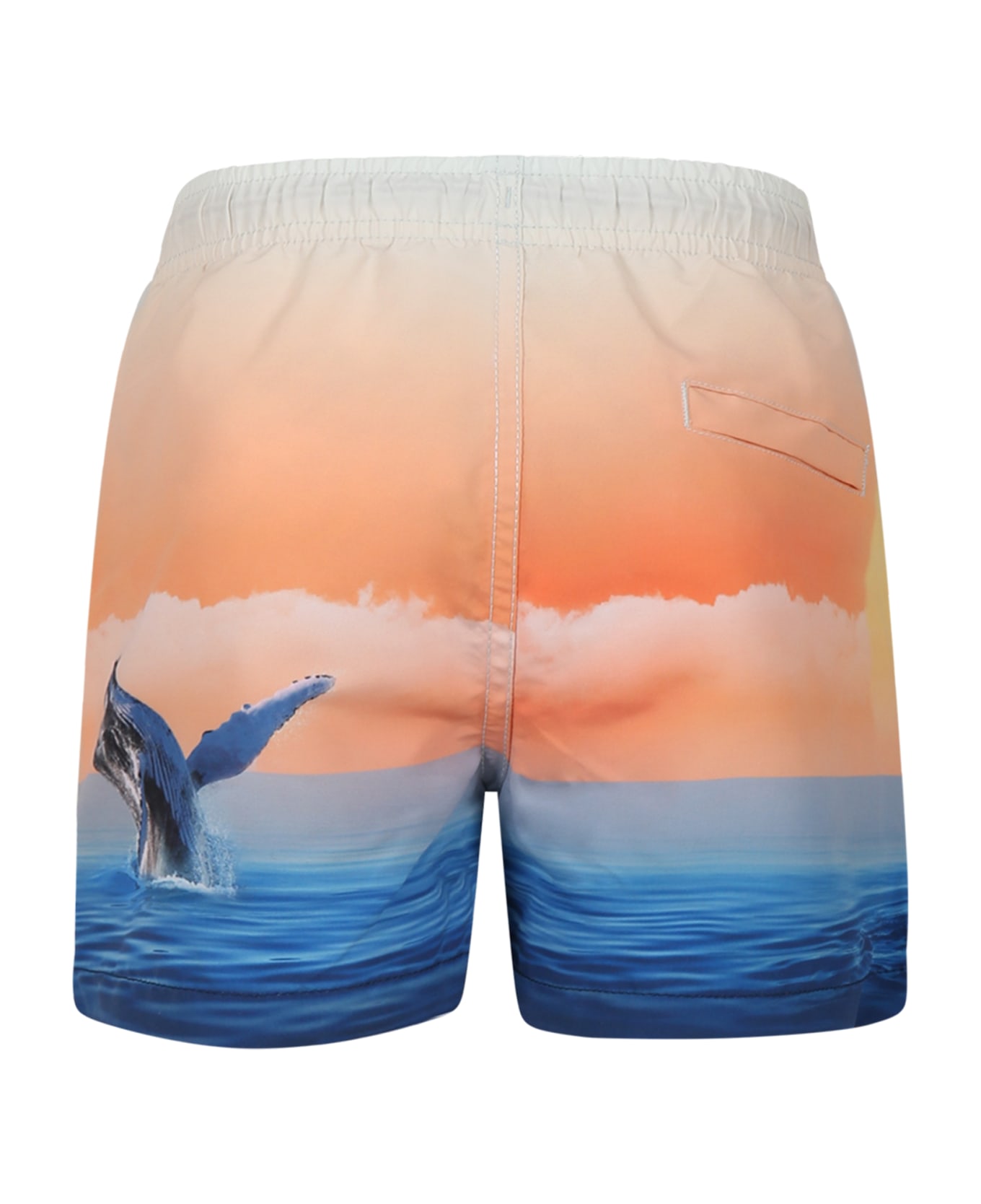 Molo Orange Swimsuit For Boy With Dolphins - Multicolor 水着