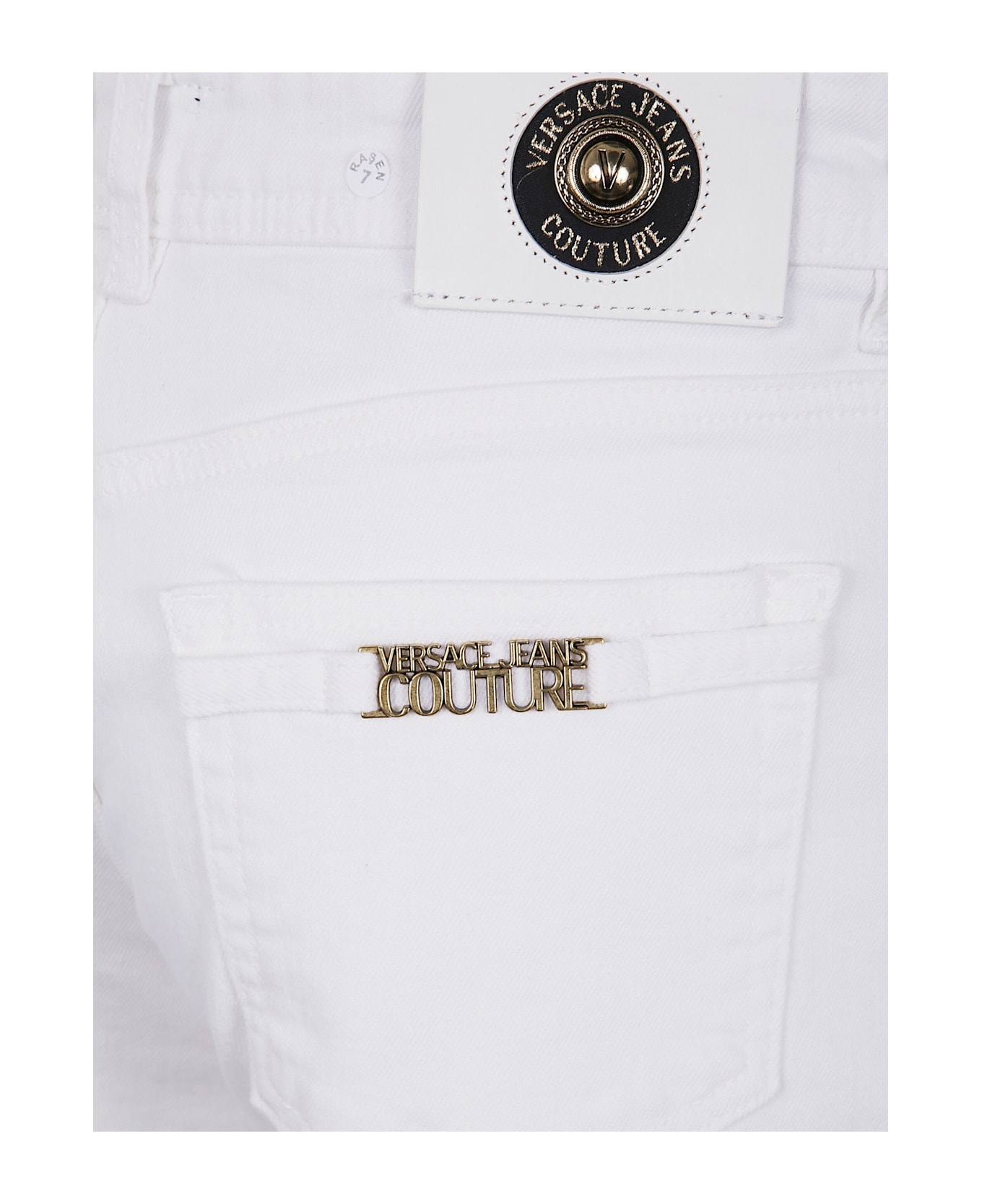 Versace Jeans Couture 5 Pockets Bull Stretch Slim Wide Leg - White