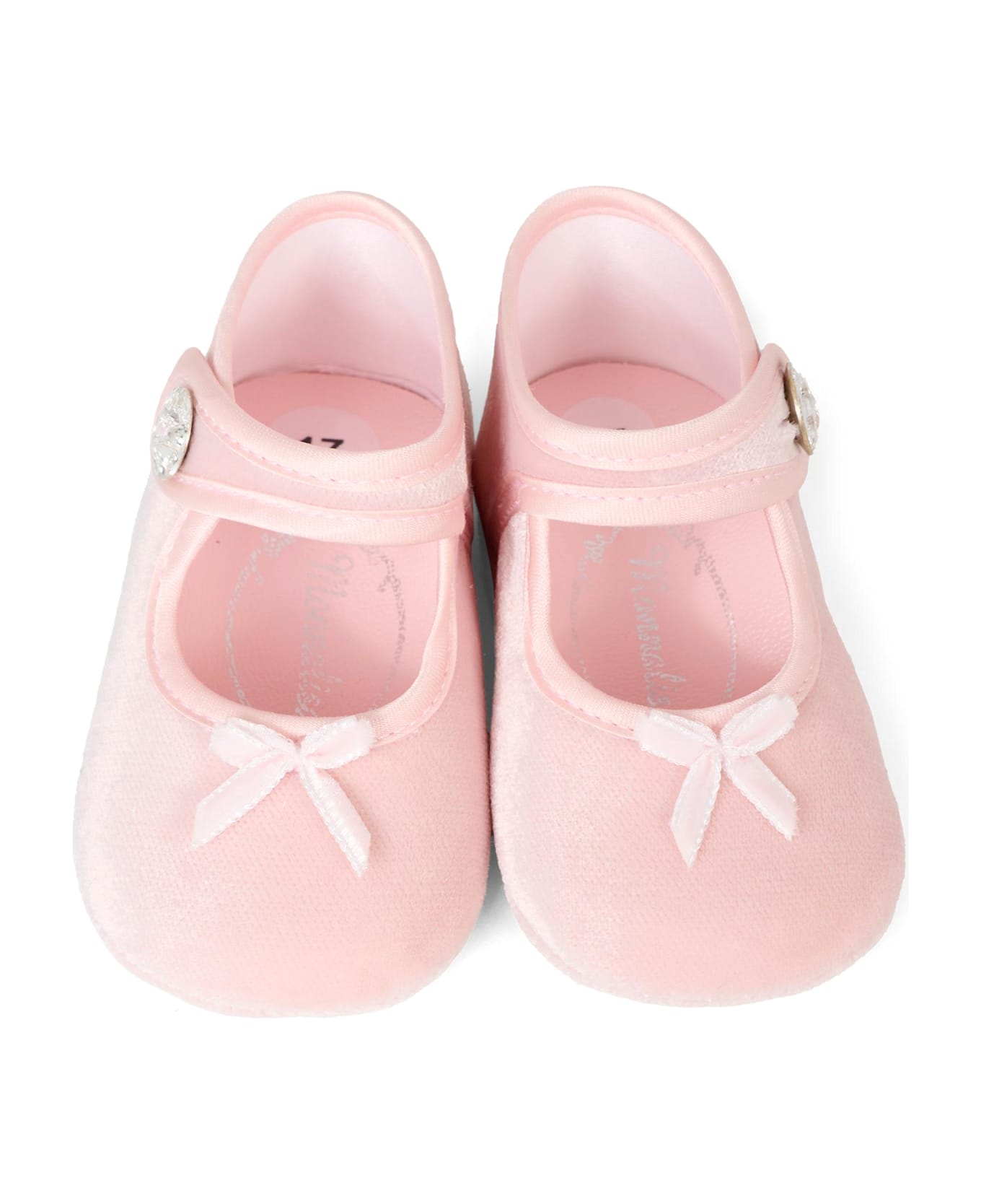 Monnalisa Pink Ballet Shoes For Baby Girl With Bow - Pink