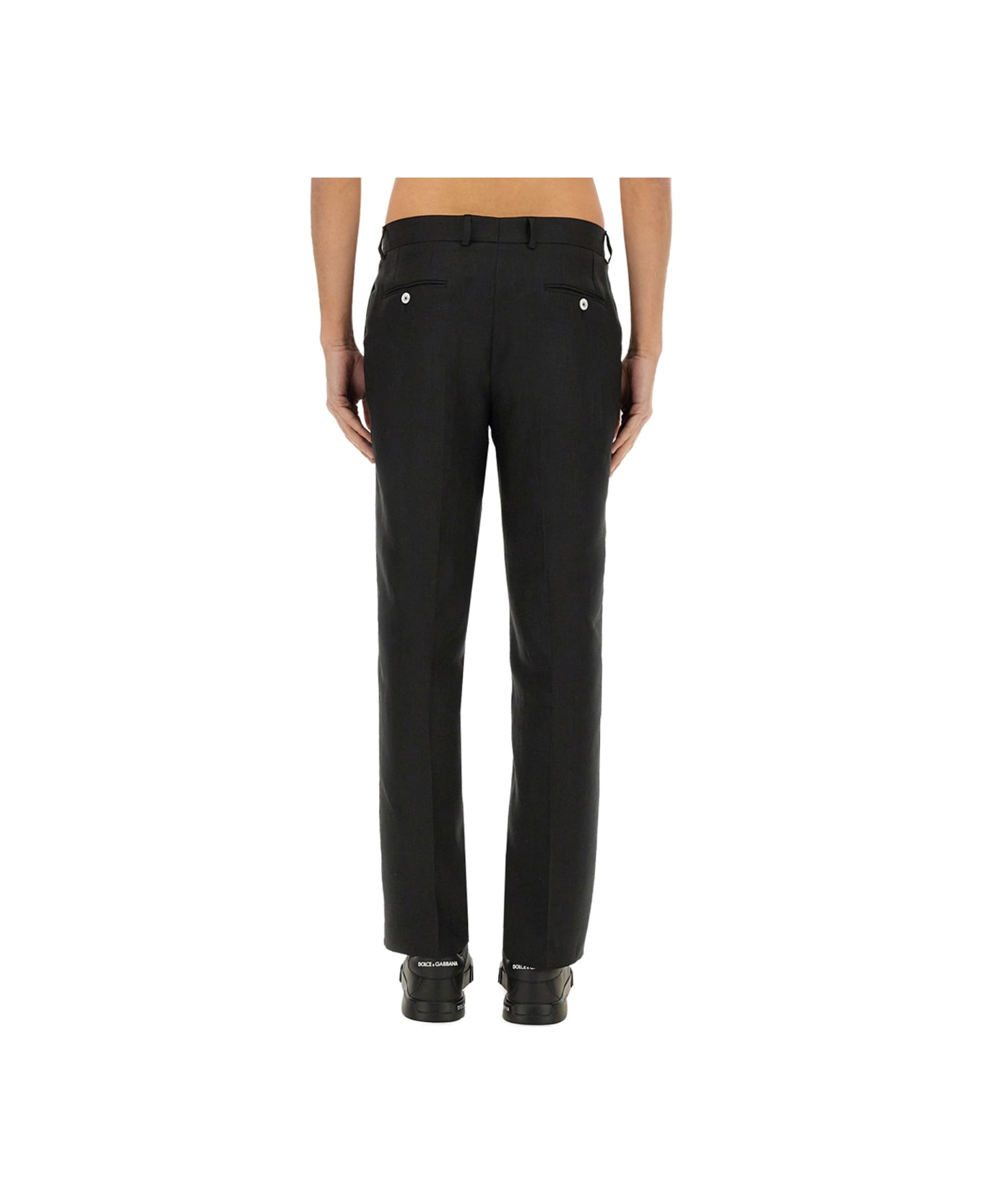 Dolce & Gabbana Stretch Linen Tailored Pants - BLACK