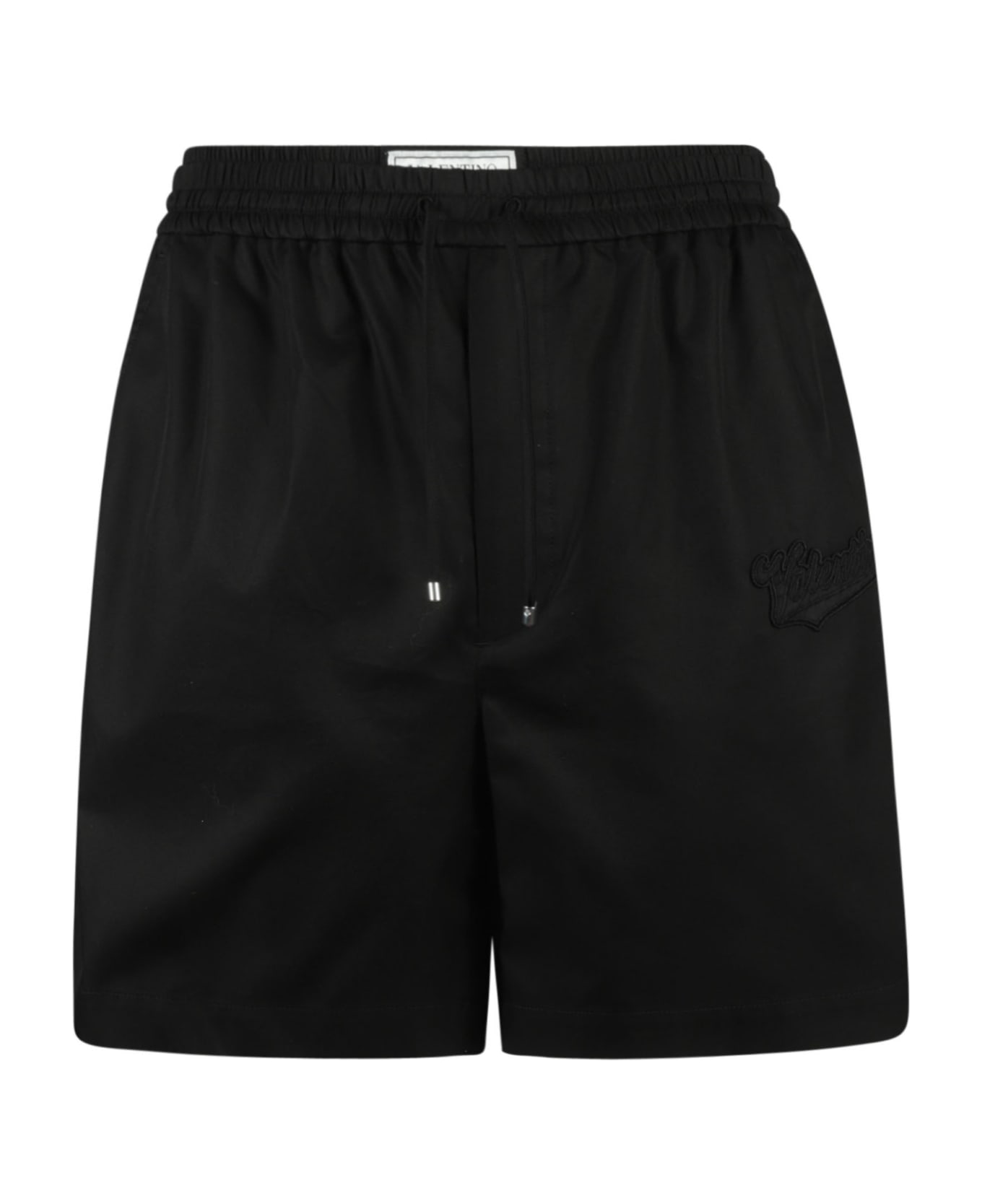 Valentino bomber Drawstring Waist Plain Shorts - Black