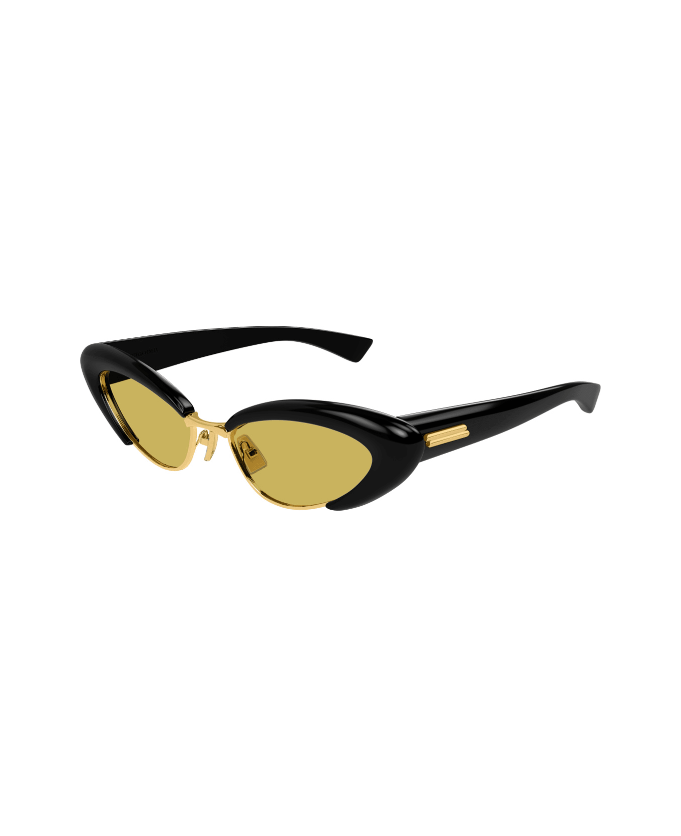 Bottega Veneta Eyewear Bottega Veneta Bv1387s Linea Ribbon 001 Black Yellow Sunglasses - Nero