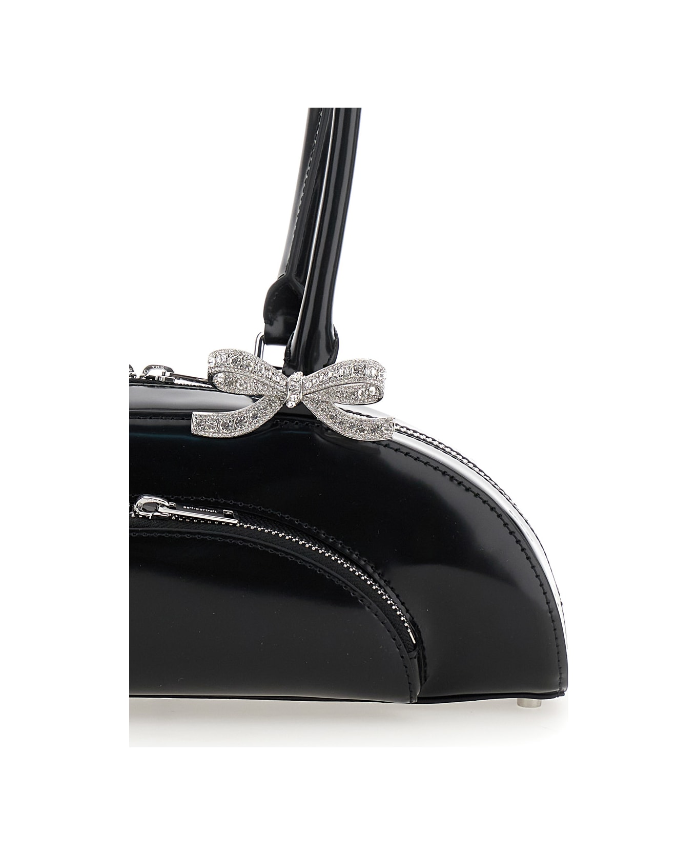 self-portrait Leather Curved Shoulder Bag - BLACK