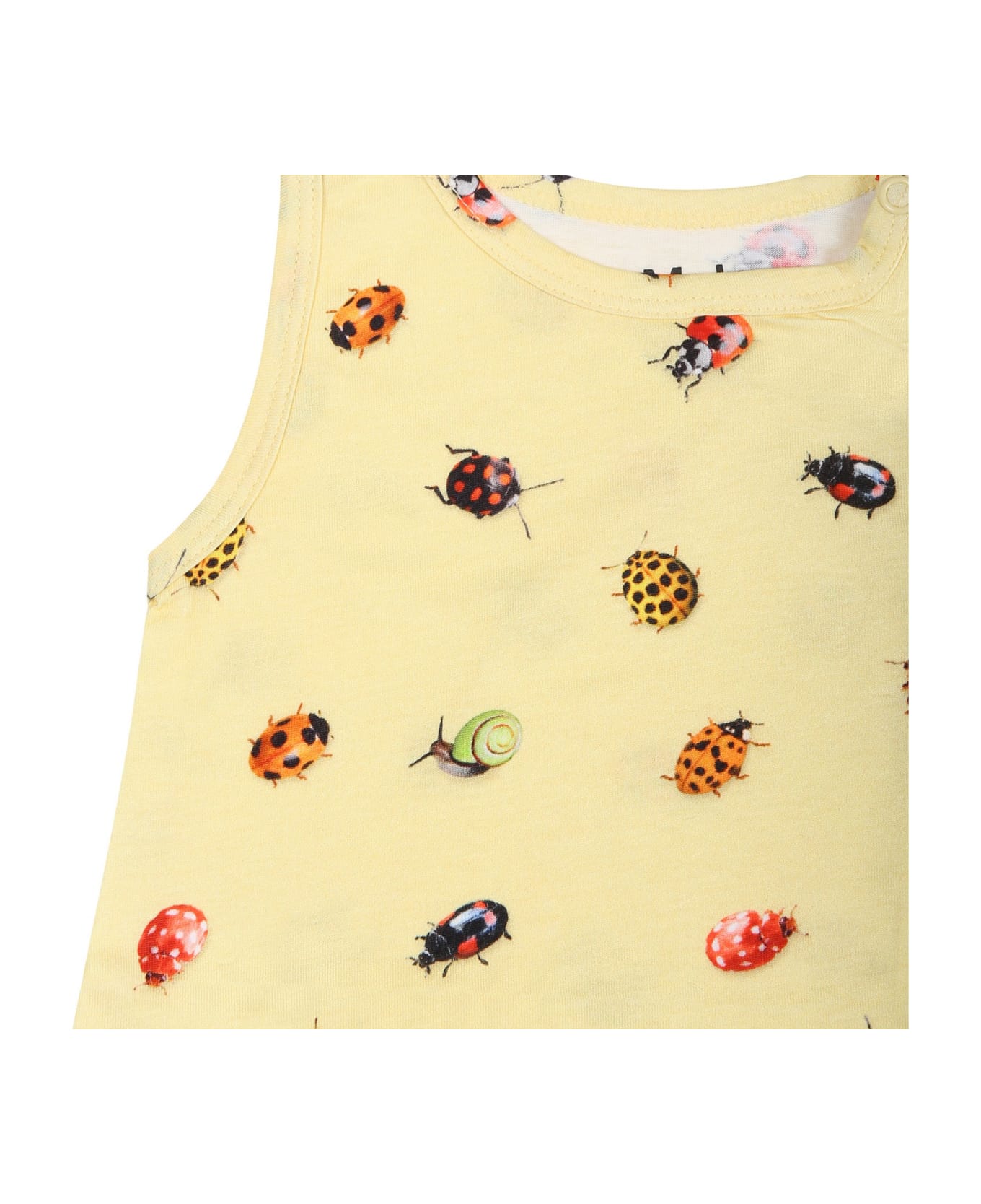 Molo Yellow Romper For Baby Kids With Ladybugs - Yellow ボディスーツ＆セットアップ