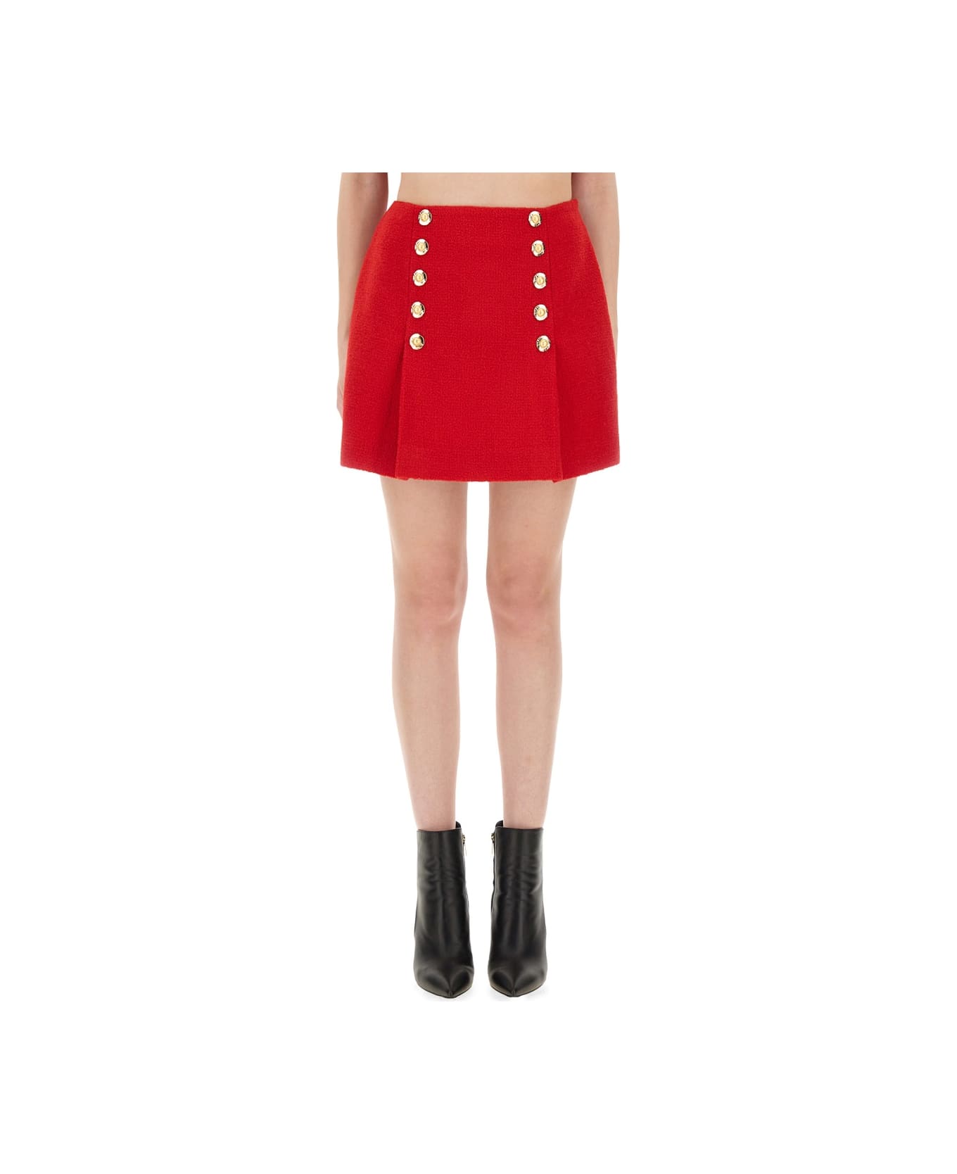 Balmain Wool Mini Skirt - RED
