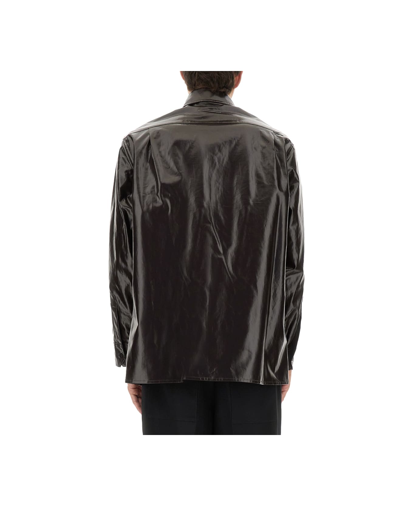 MM6 Maison Margiela Shiny Linen Shirt - BROWN