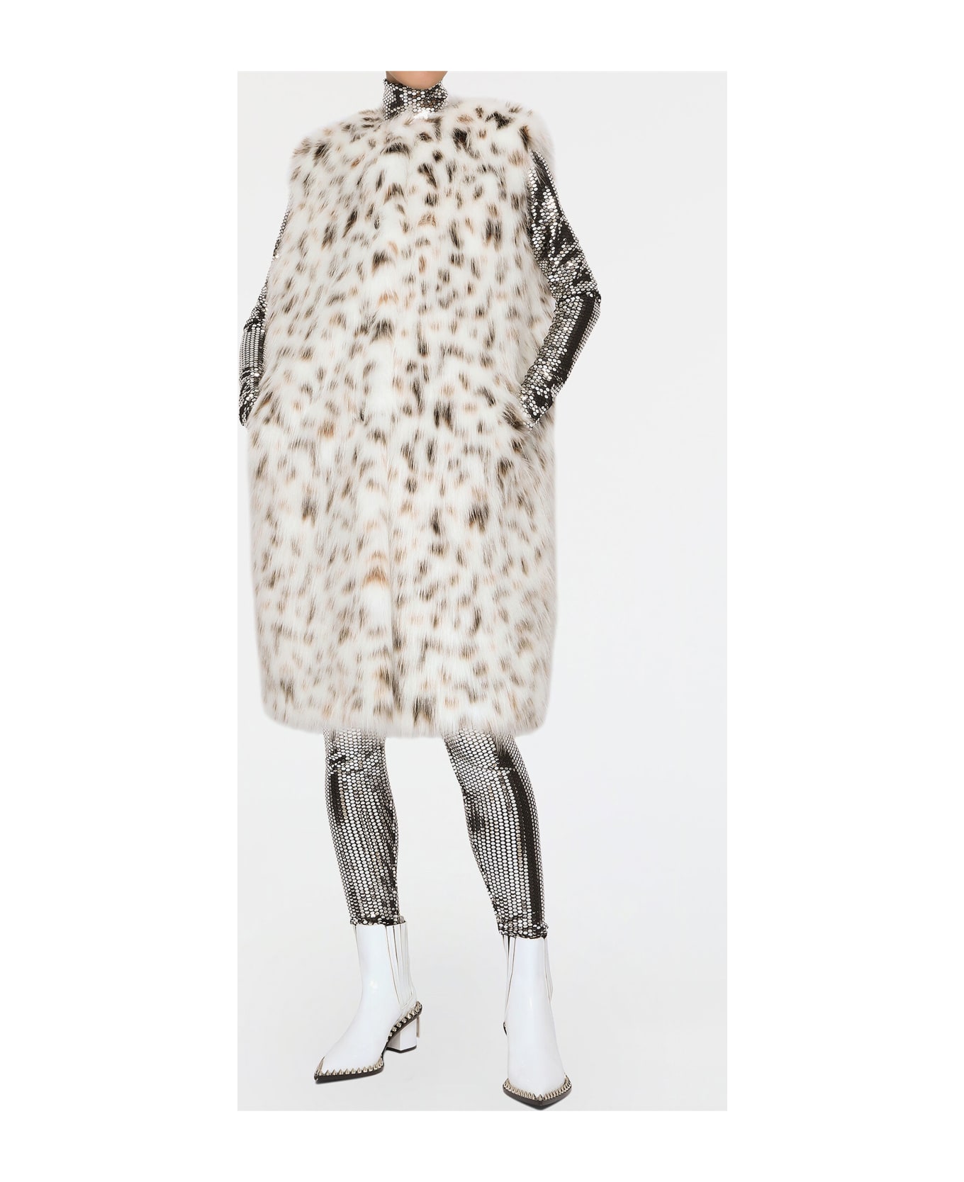 Dolce & Gabbana Faux Fur Vest - WHITE