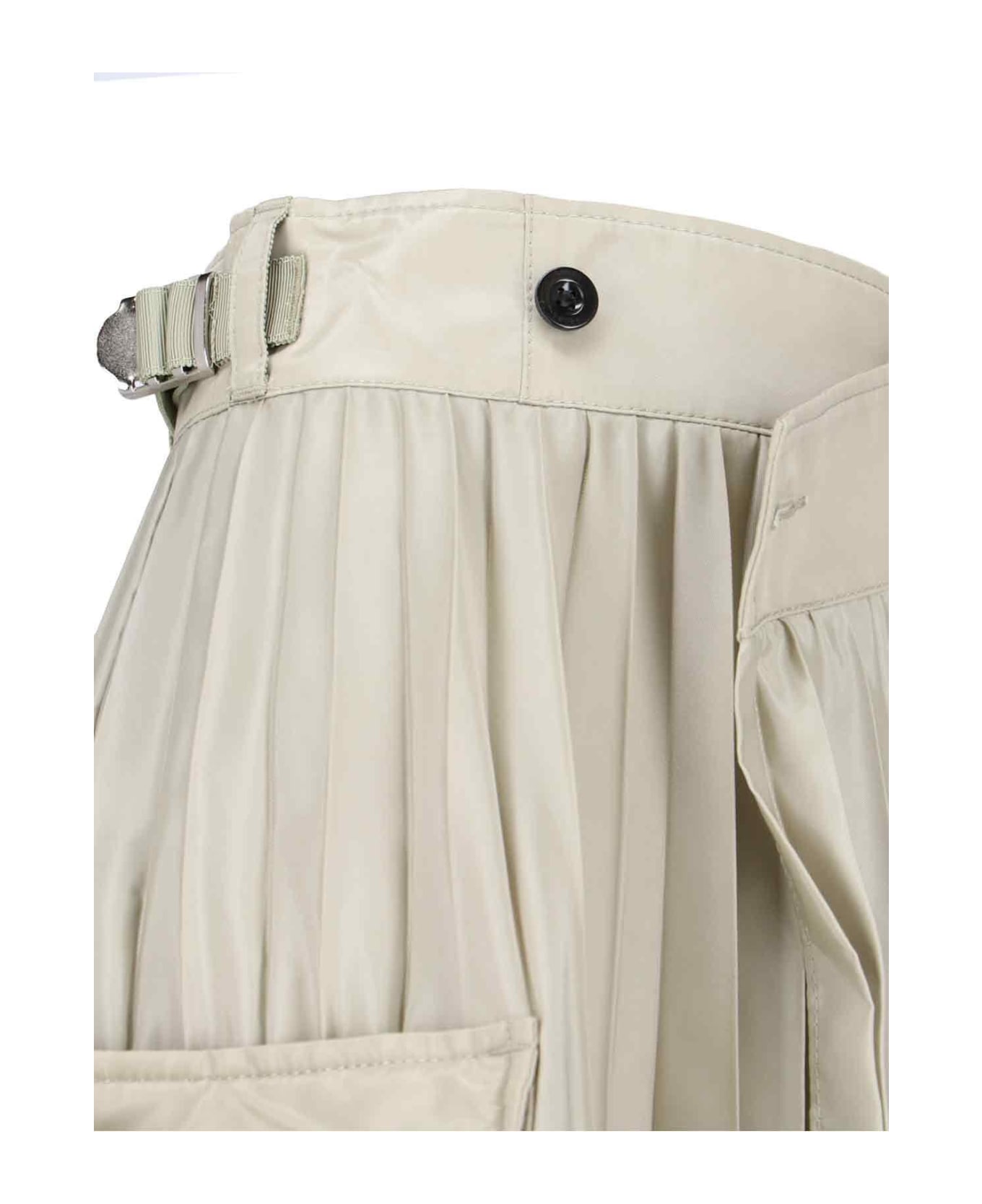 Sacai Pleated Wrap Cargo Midi Skirt - Light Khaki