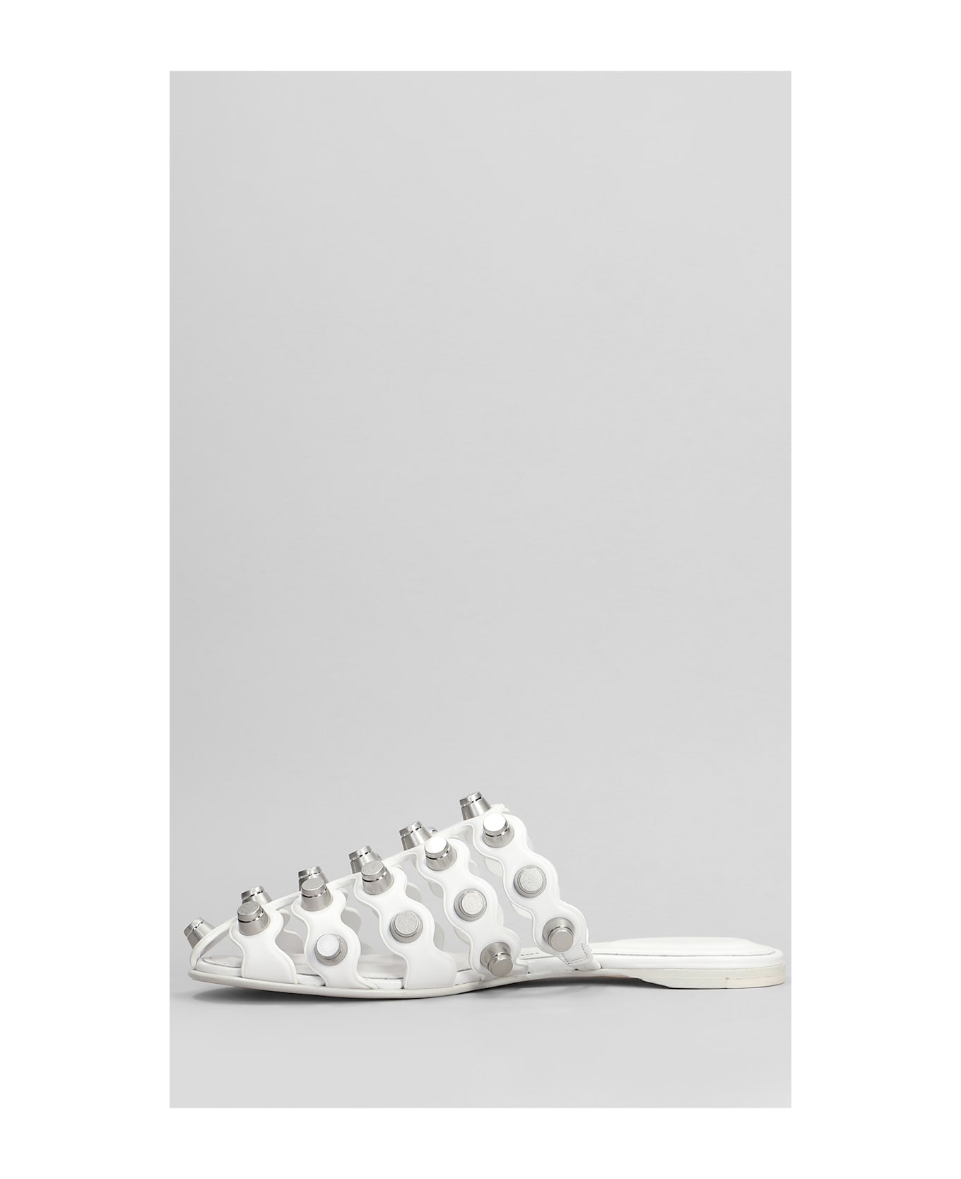 Alexander Wang Rexa Cage Slide Flats In White Leather - white