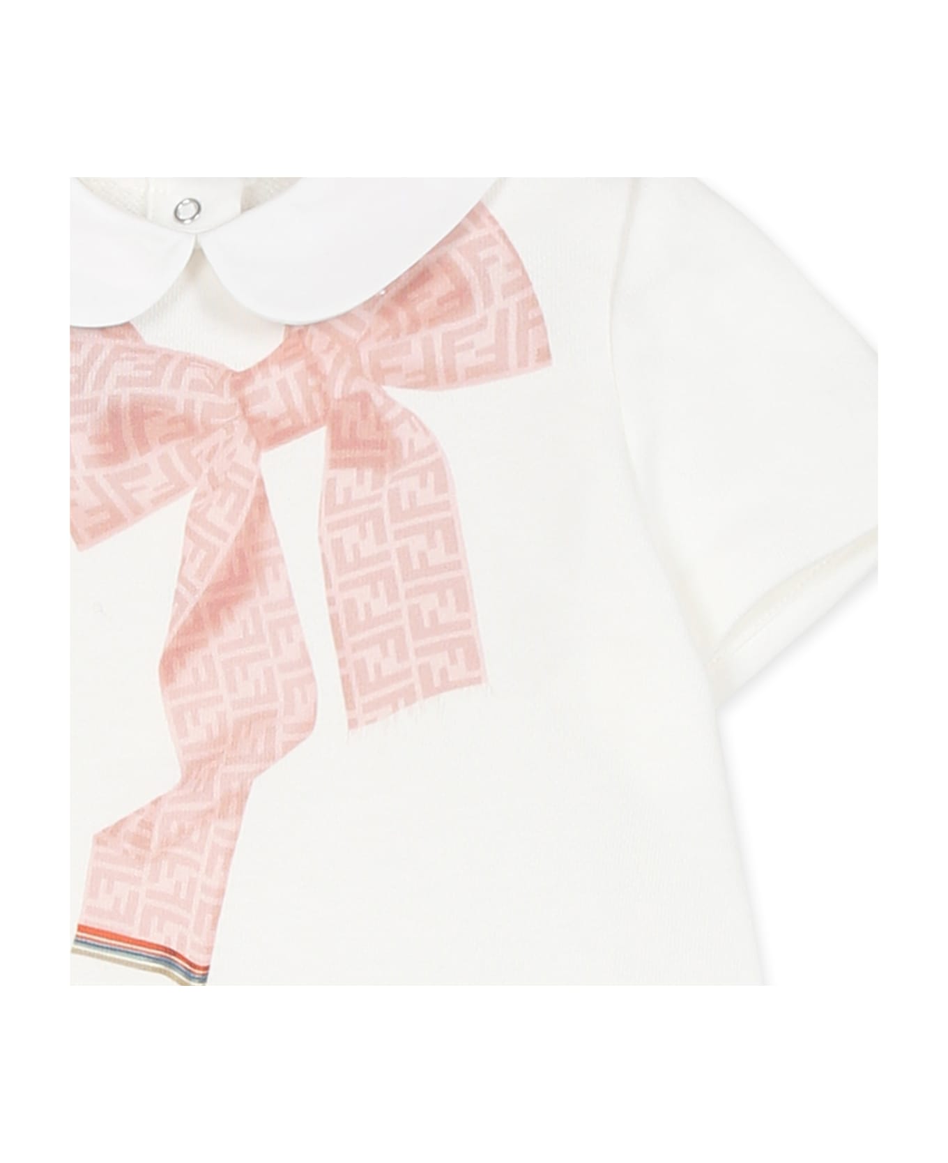 Fendi White Dress For Baby Girl With Ff - White