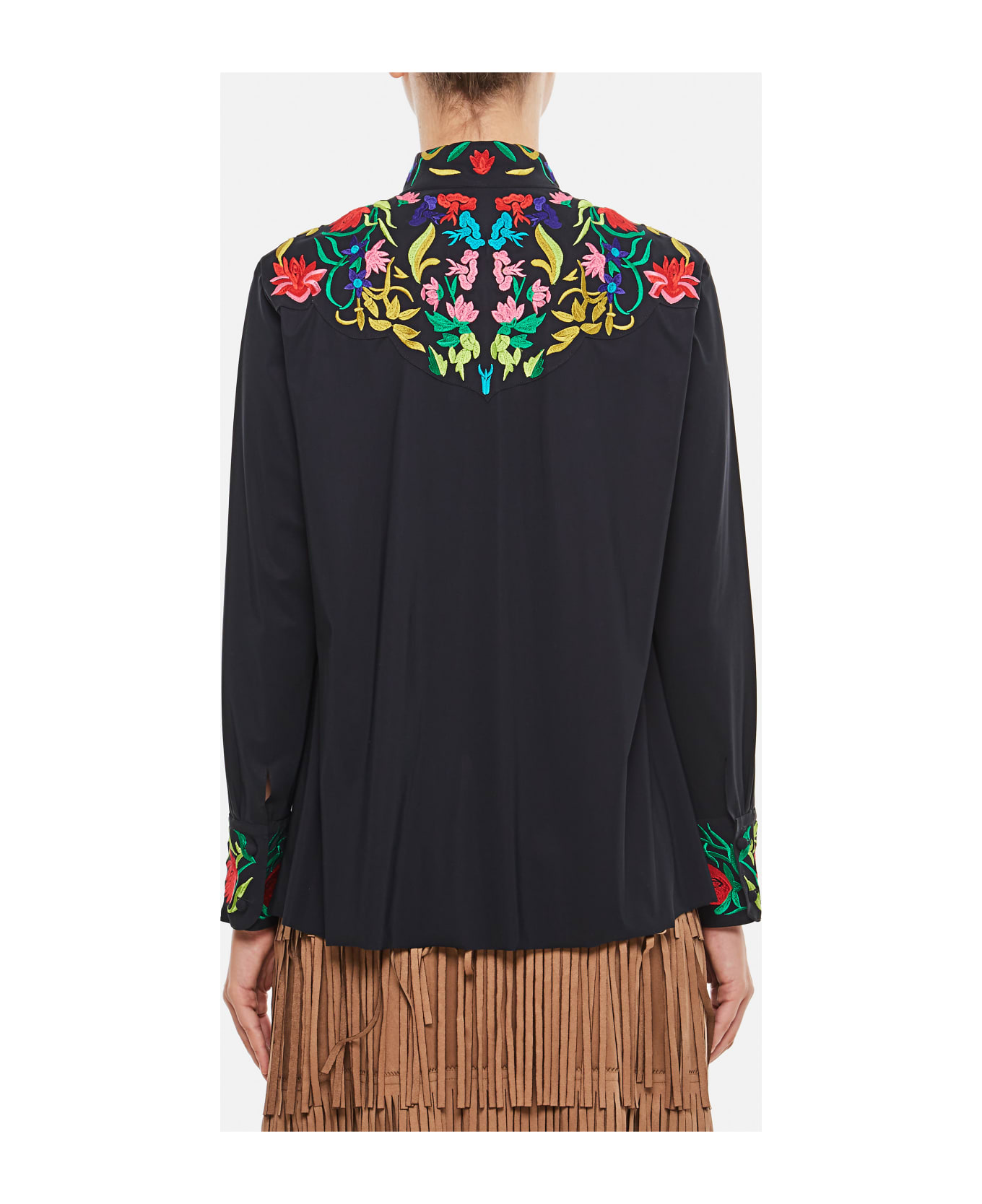 Irié Embroidered Long Sleeves Blouse - Black
