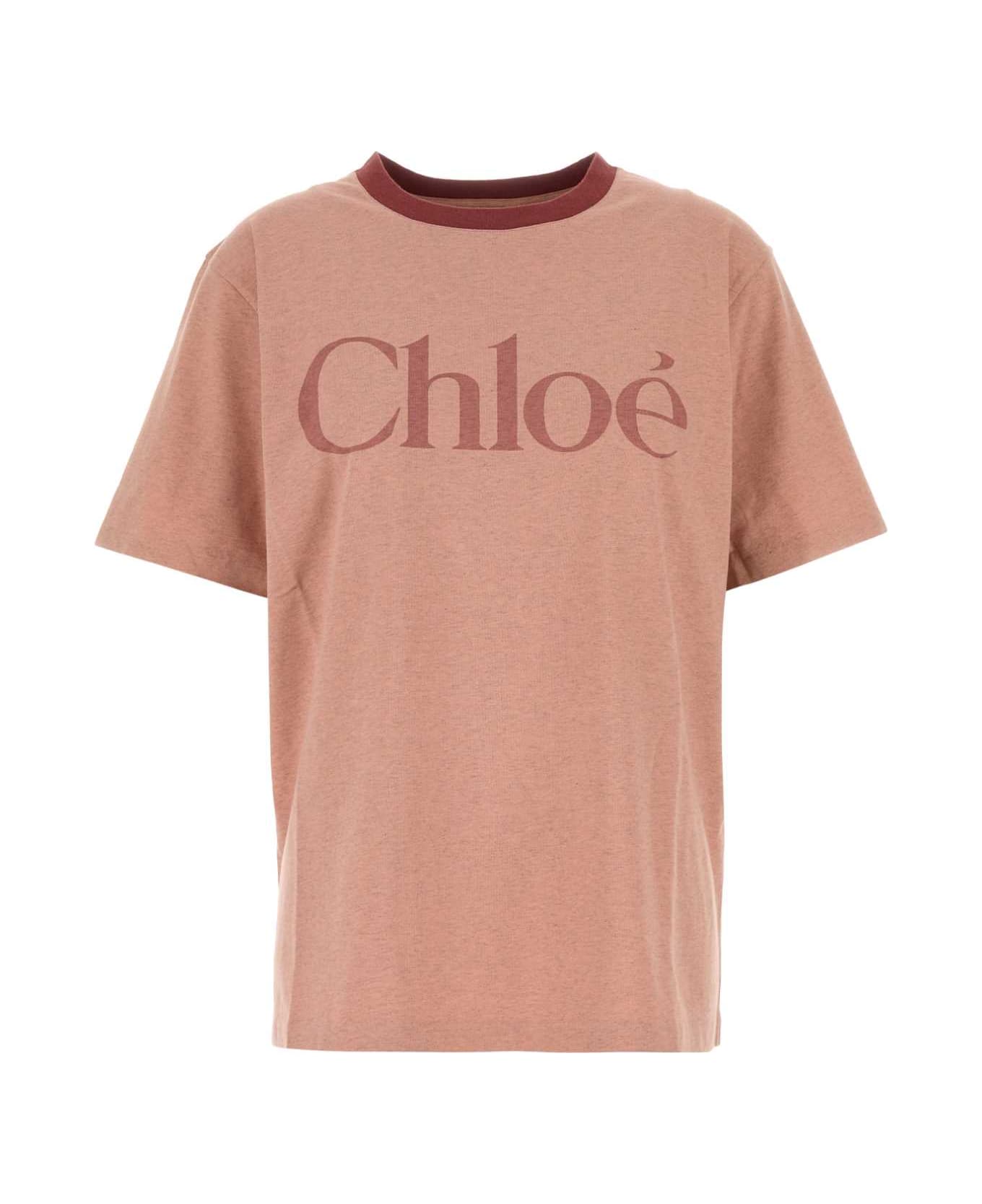 Chloé Melange Dark Pink Cotton T-shirt - PETALPINK