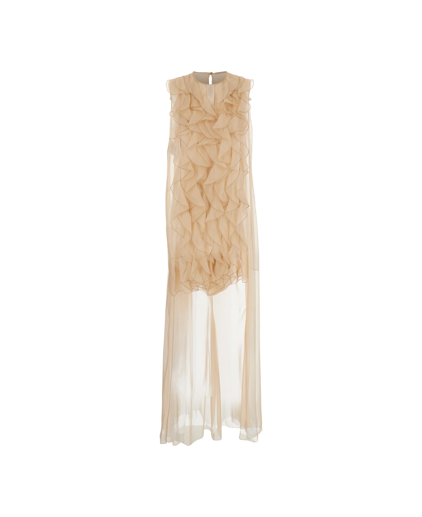 Alberta Ferretti Pink Blouse With Ruffle In Chiffon Silk Woman - Beige