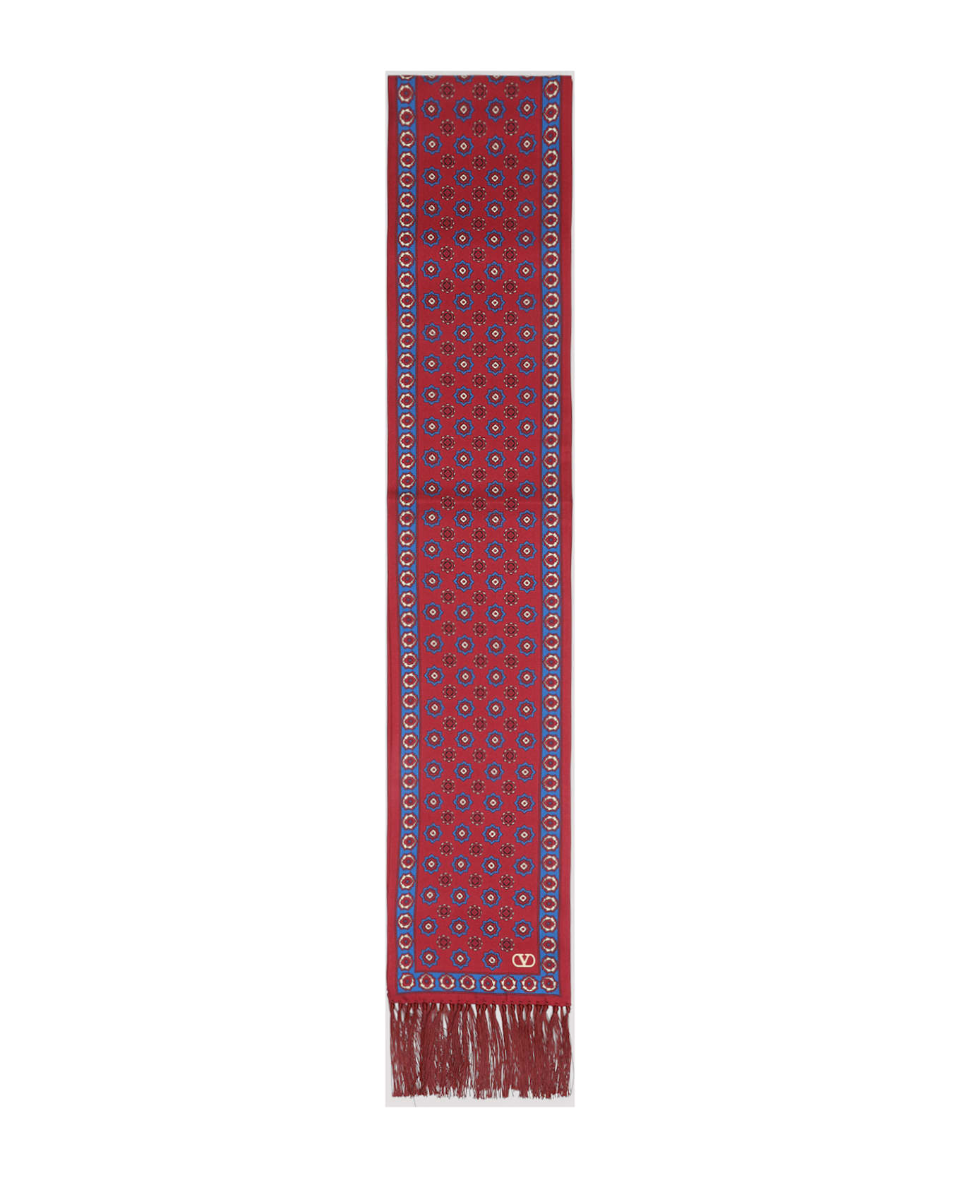 Valentino Garavani Silk Scarf - Rdm Rosso Bluette Crema Avorio