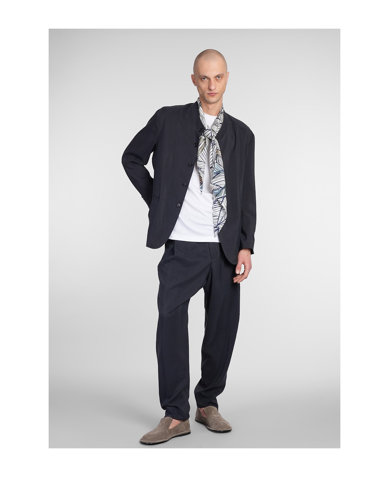Giorgio Armani Blazer In Blue Silk - blue