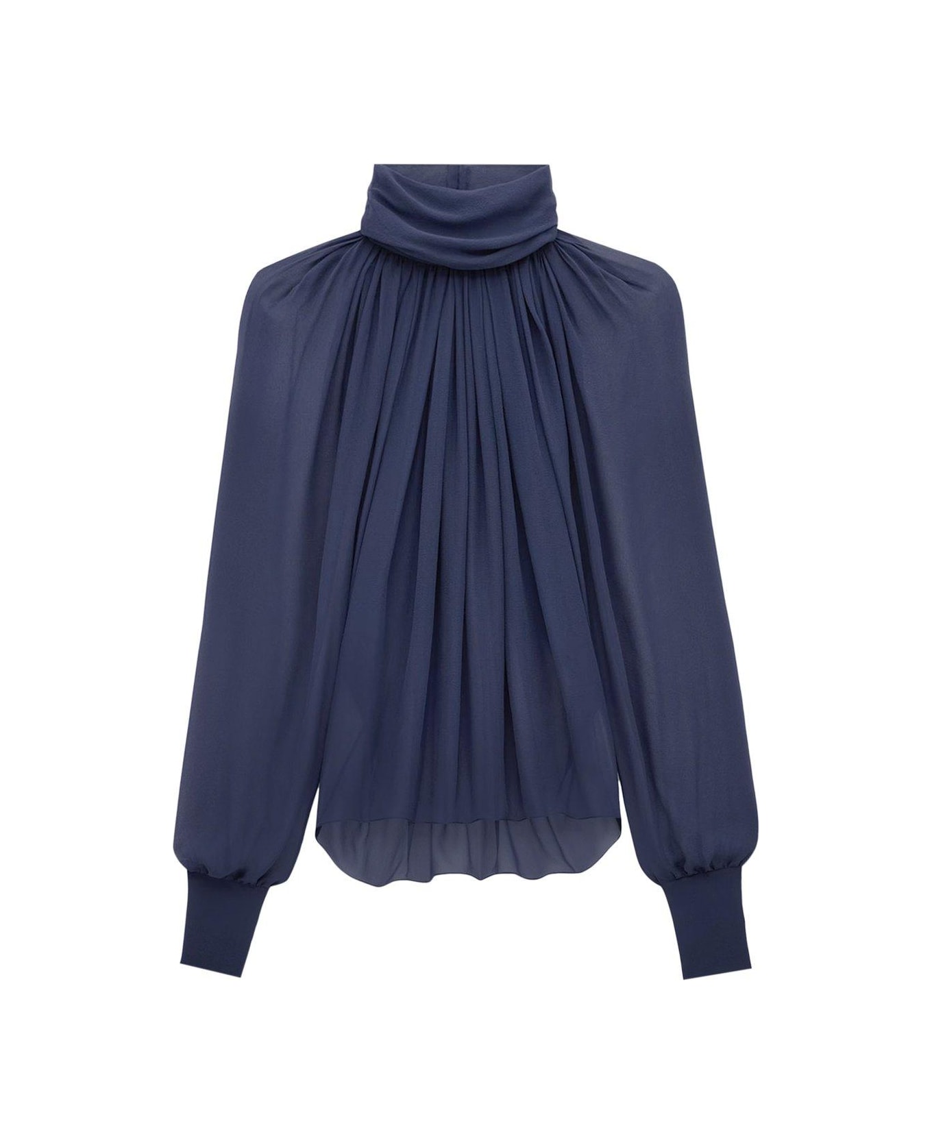 Saint Laurent Turtleneck Flare Detailed Blouse