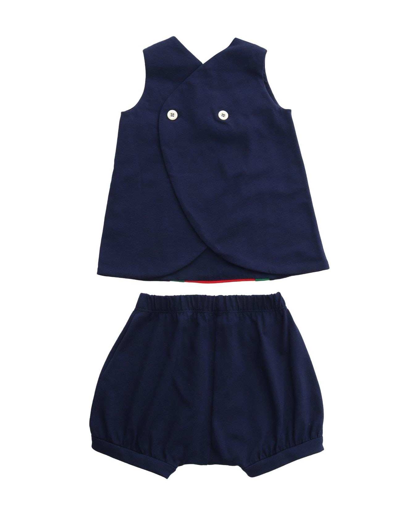 Gucci Web-stripe Crewneck Vest And Shorts Set - Blu
