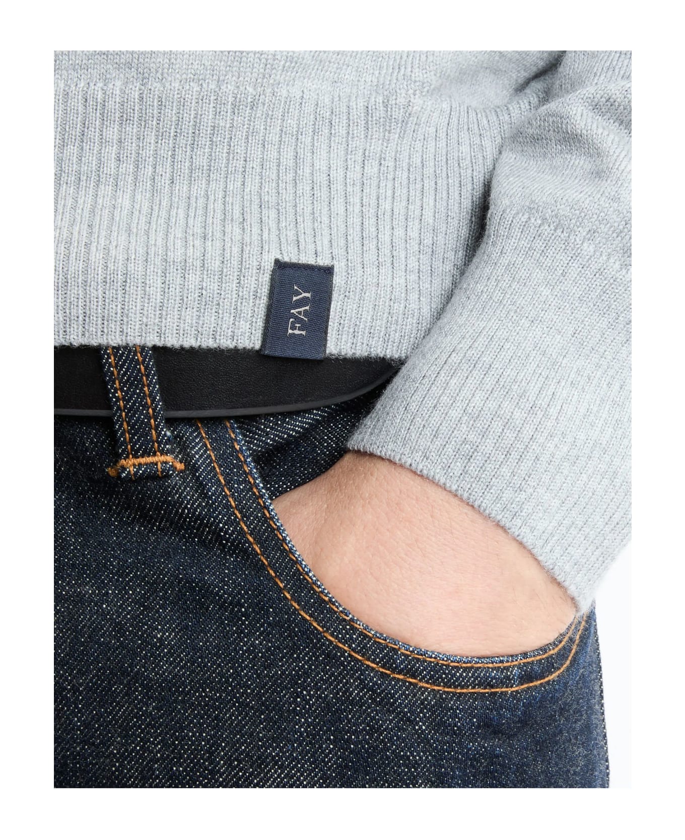 Fay Jumper In Merinos Wool Knit - Grey