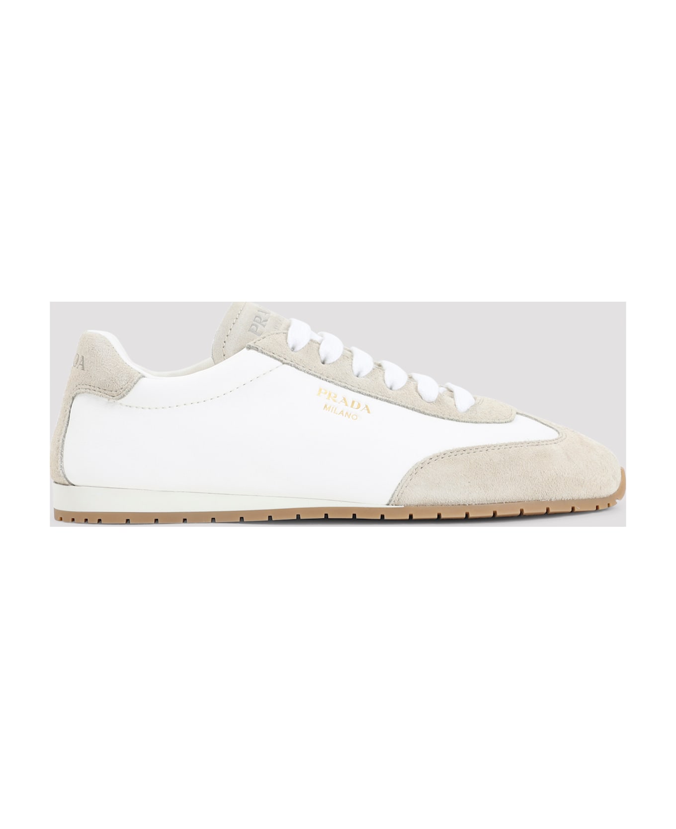 Prada Calf Leather Sneakers - Rg Avorio Pomice