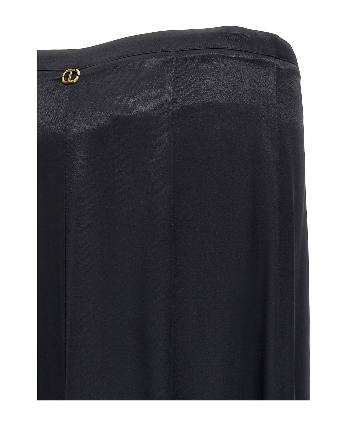 TwinSet Long Satin Skirt - Black  